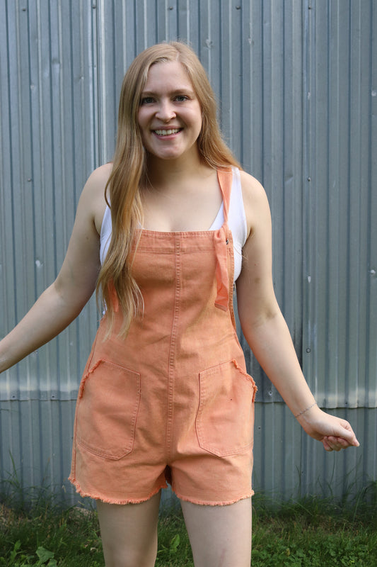 Orange Denim Romper