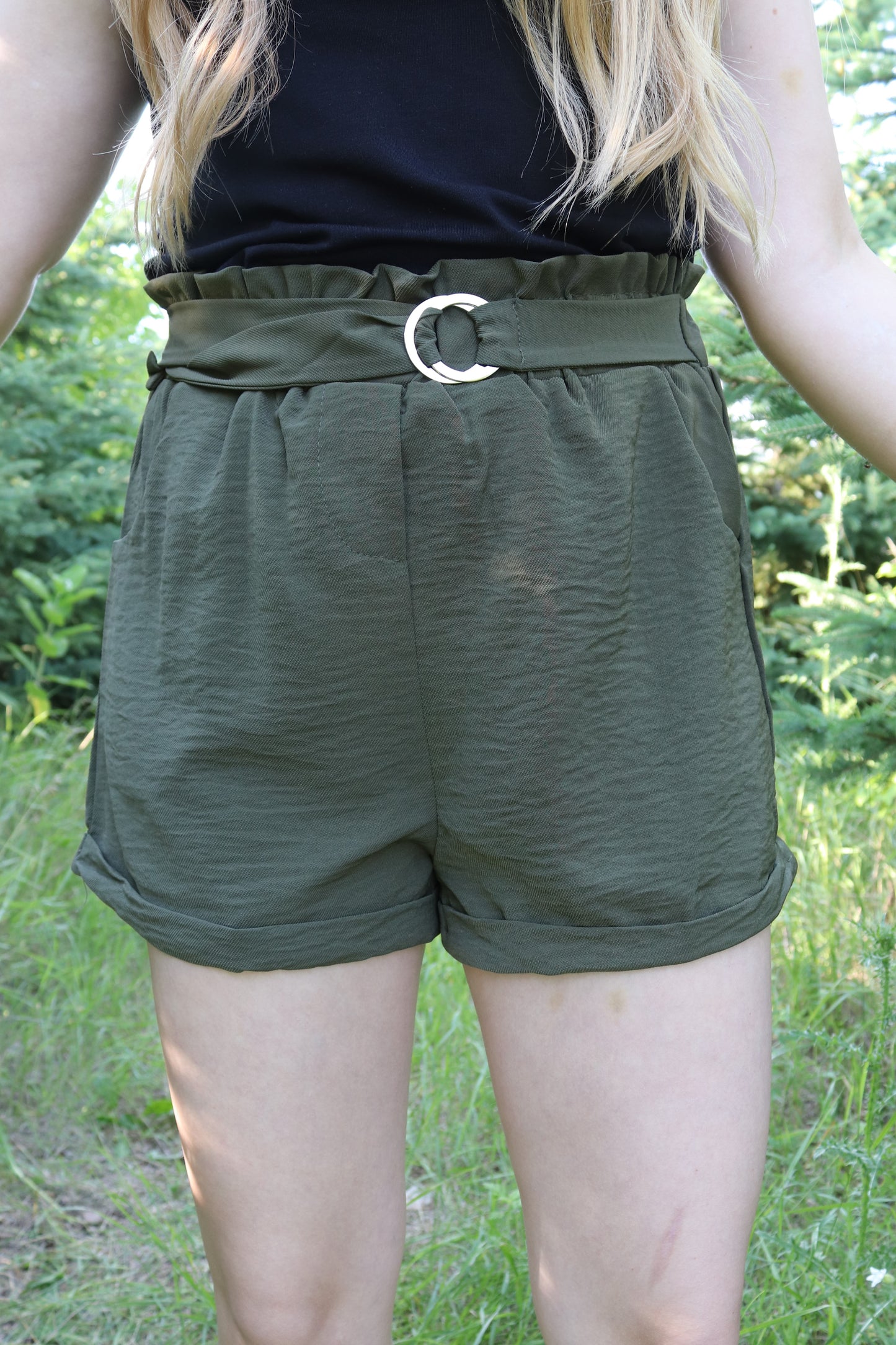 Olive Paper Bag Shorts