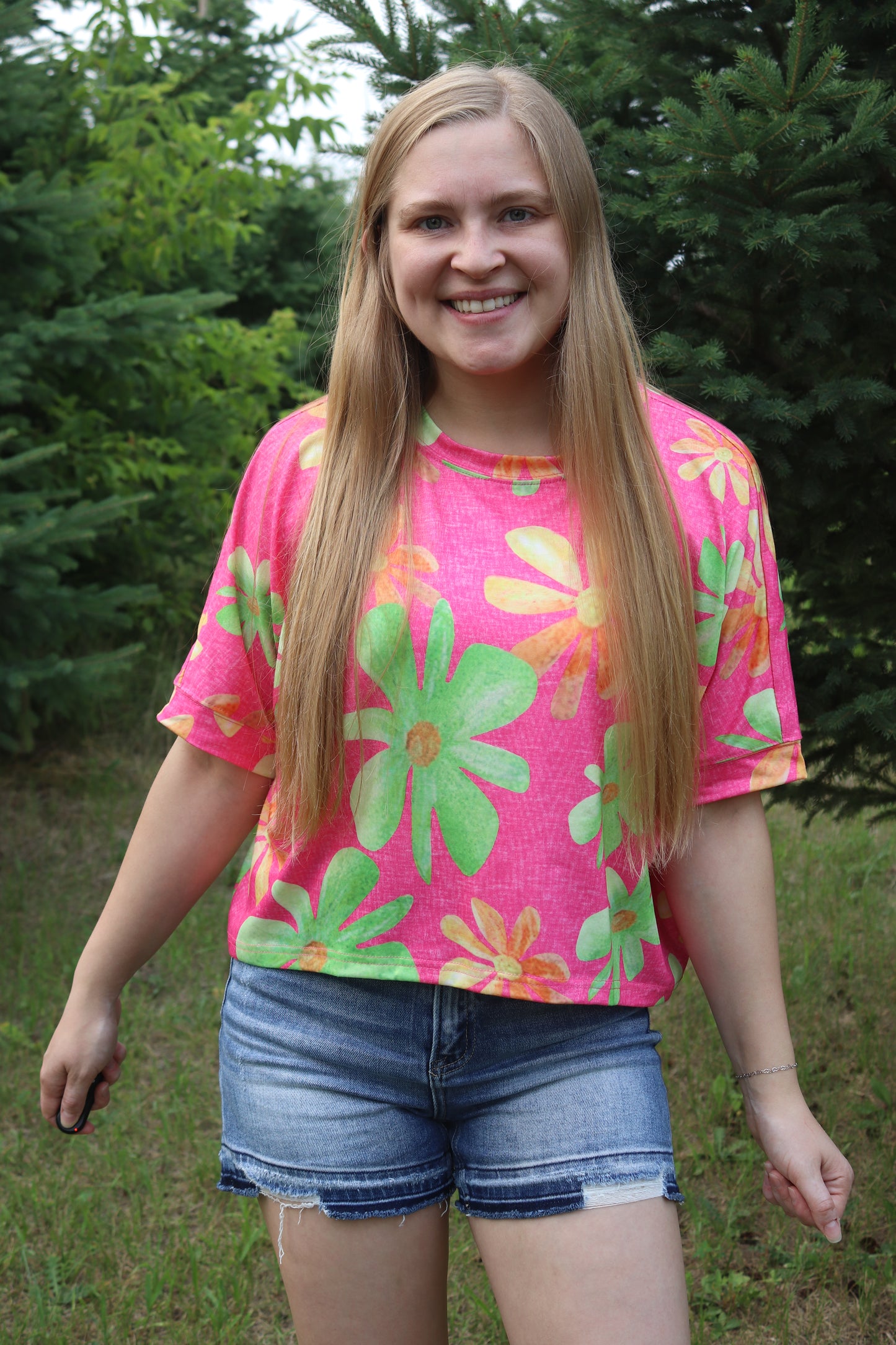 Oversized Pink Floral Tee