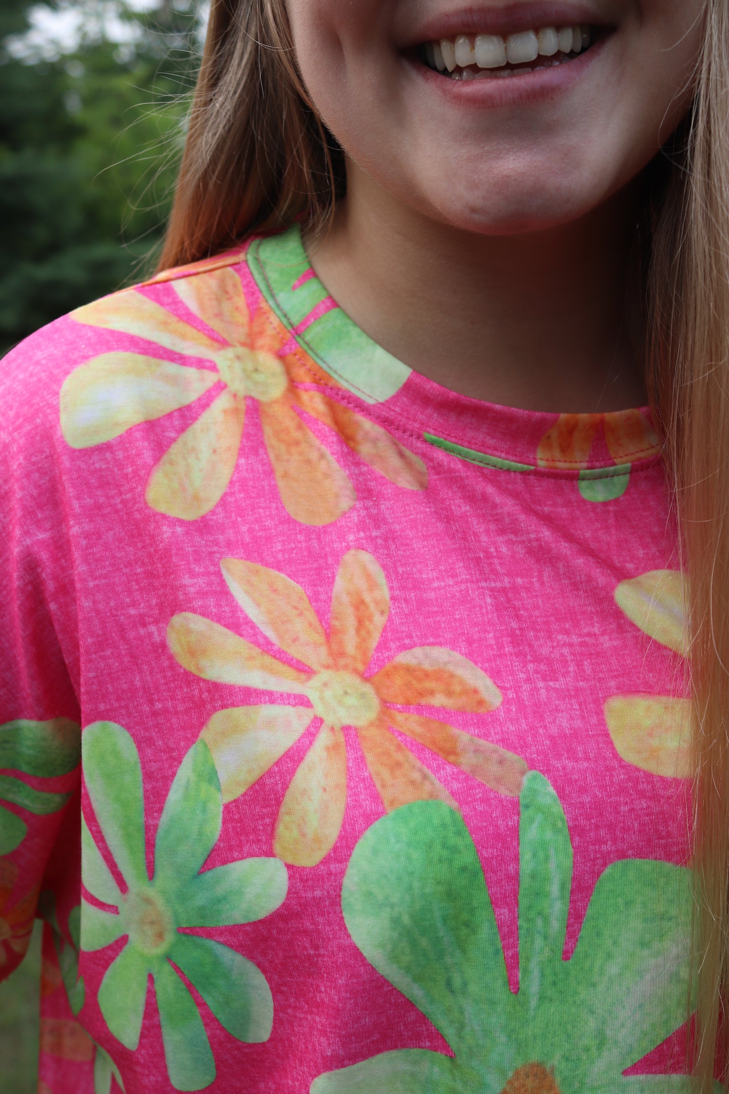 Oversized Pink Floral Tee