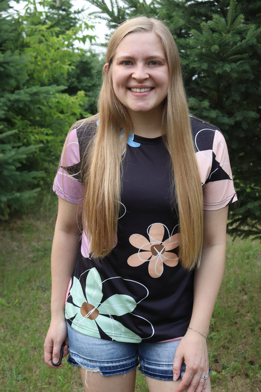 Black Floral Tee