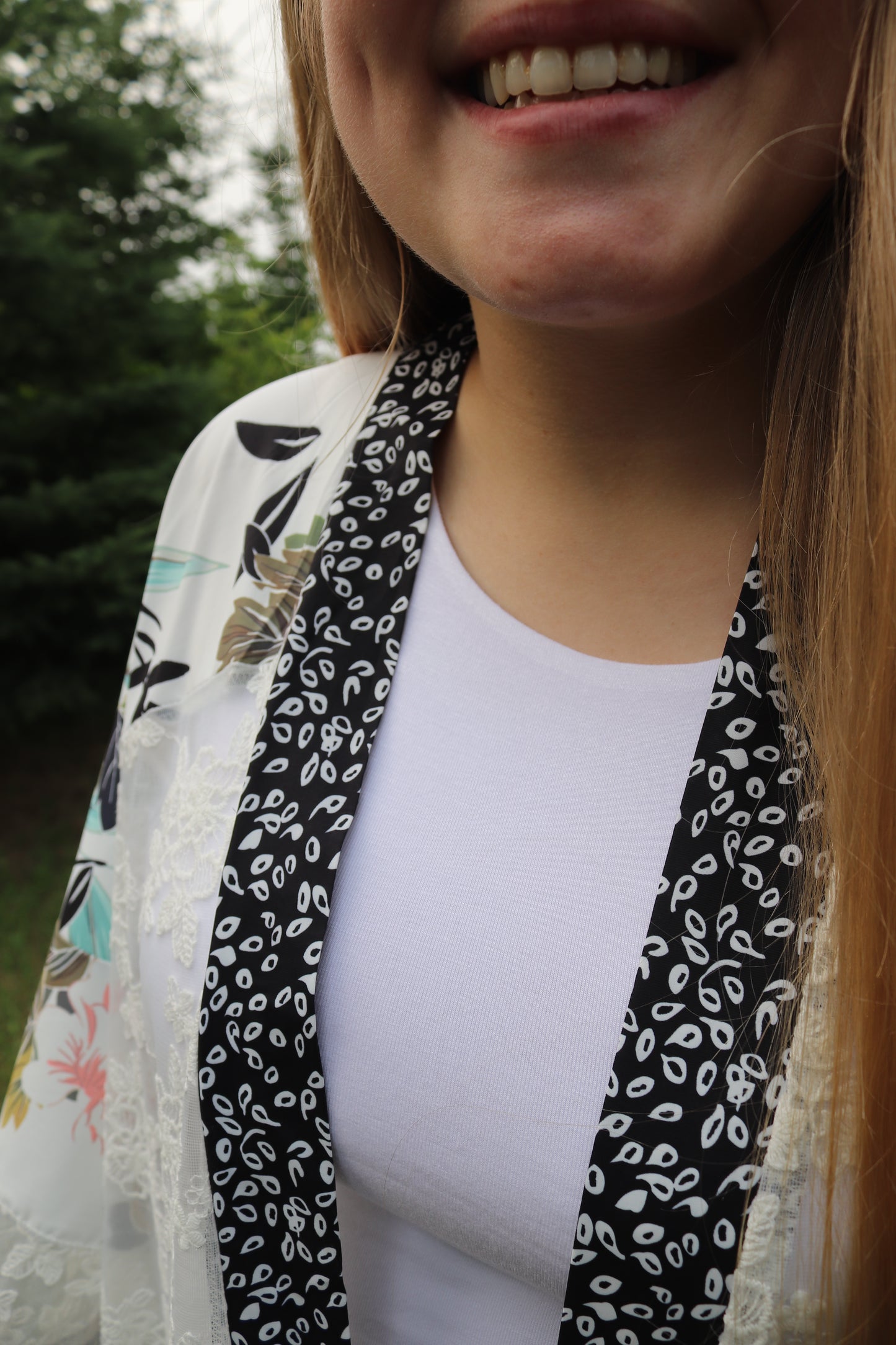 White Floral Kimono