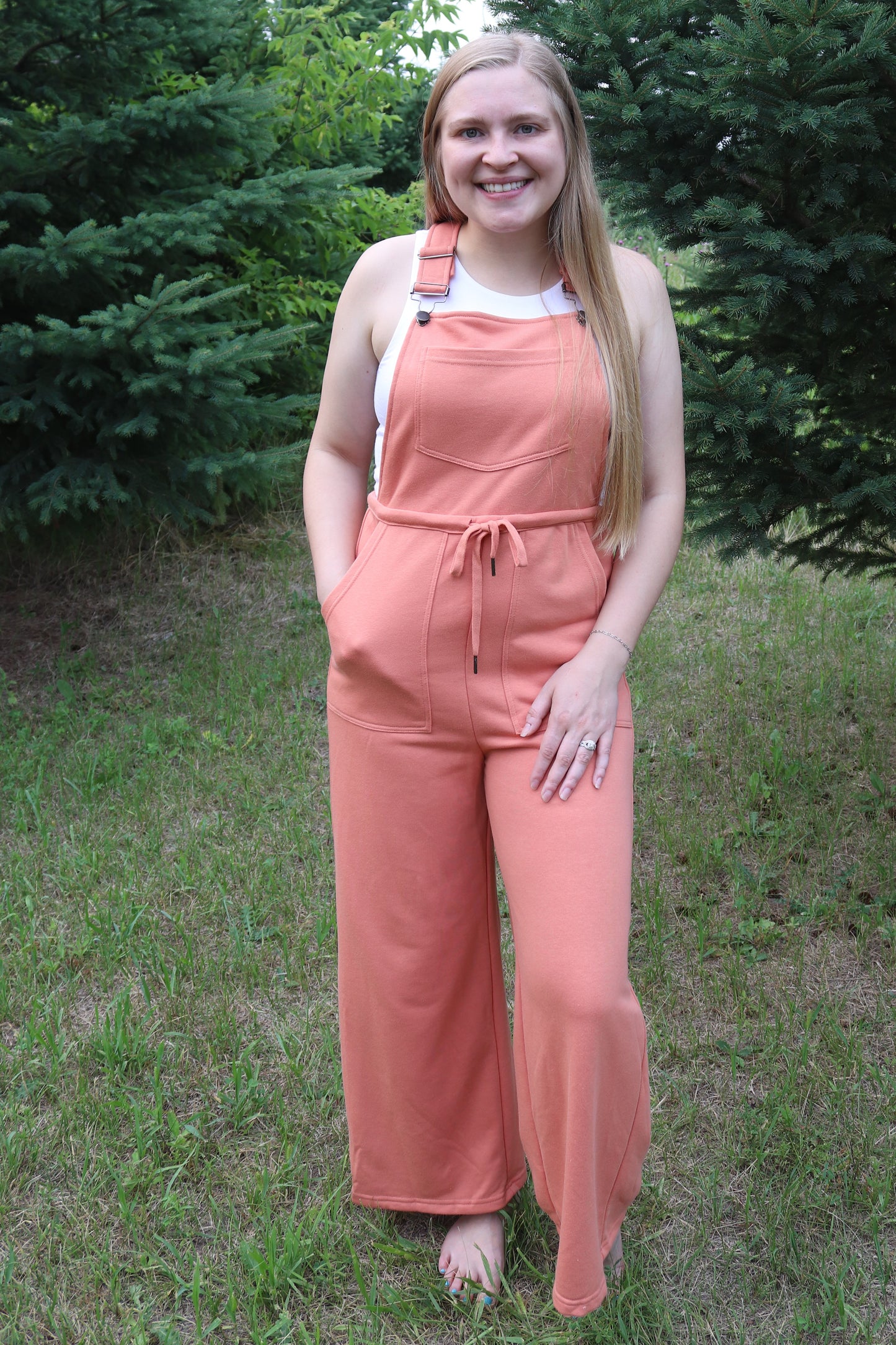 Orange Jersey Knit Jumpsuit