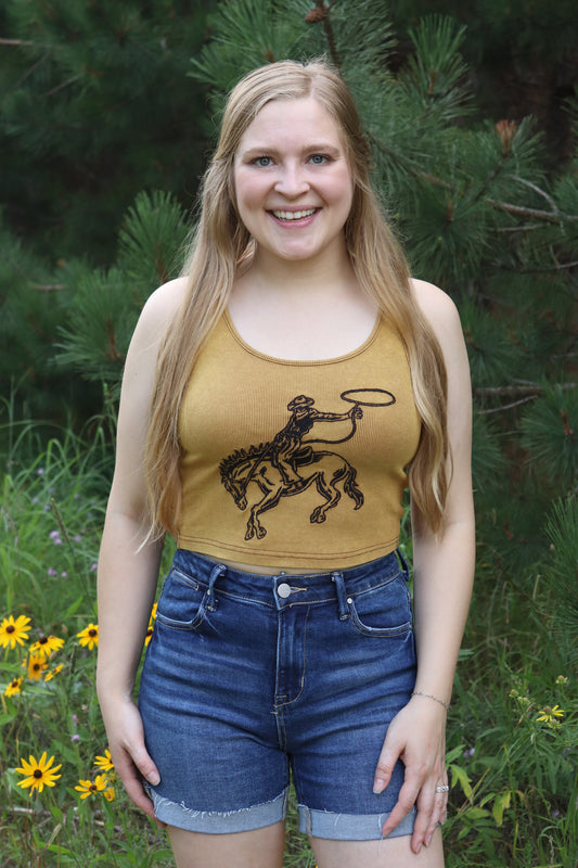 Bronc Bustin' Embroidered Crop Tank