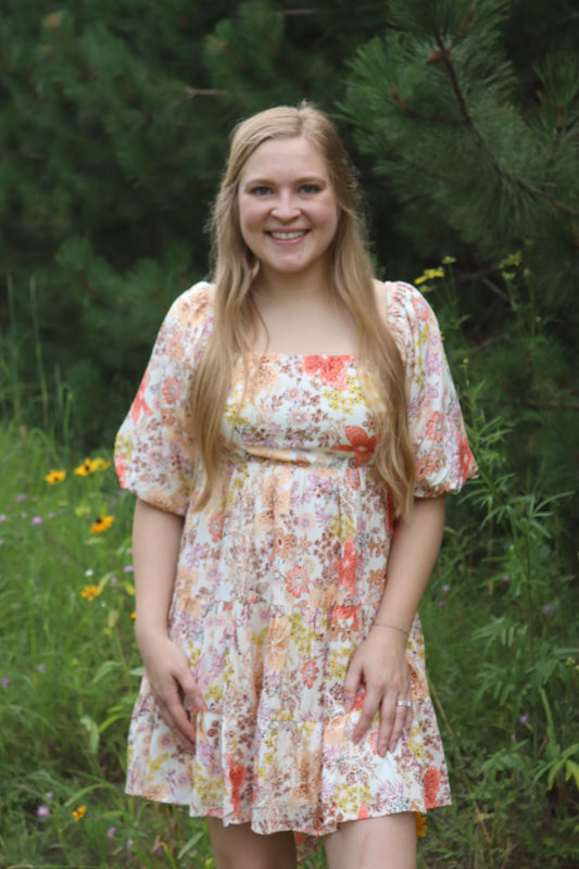 Floral Square Neck Dress