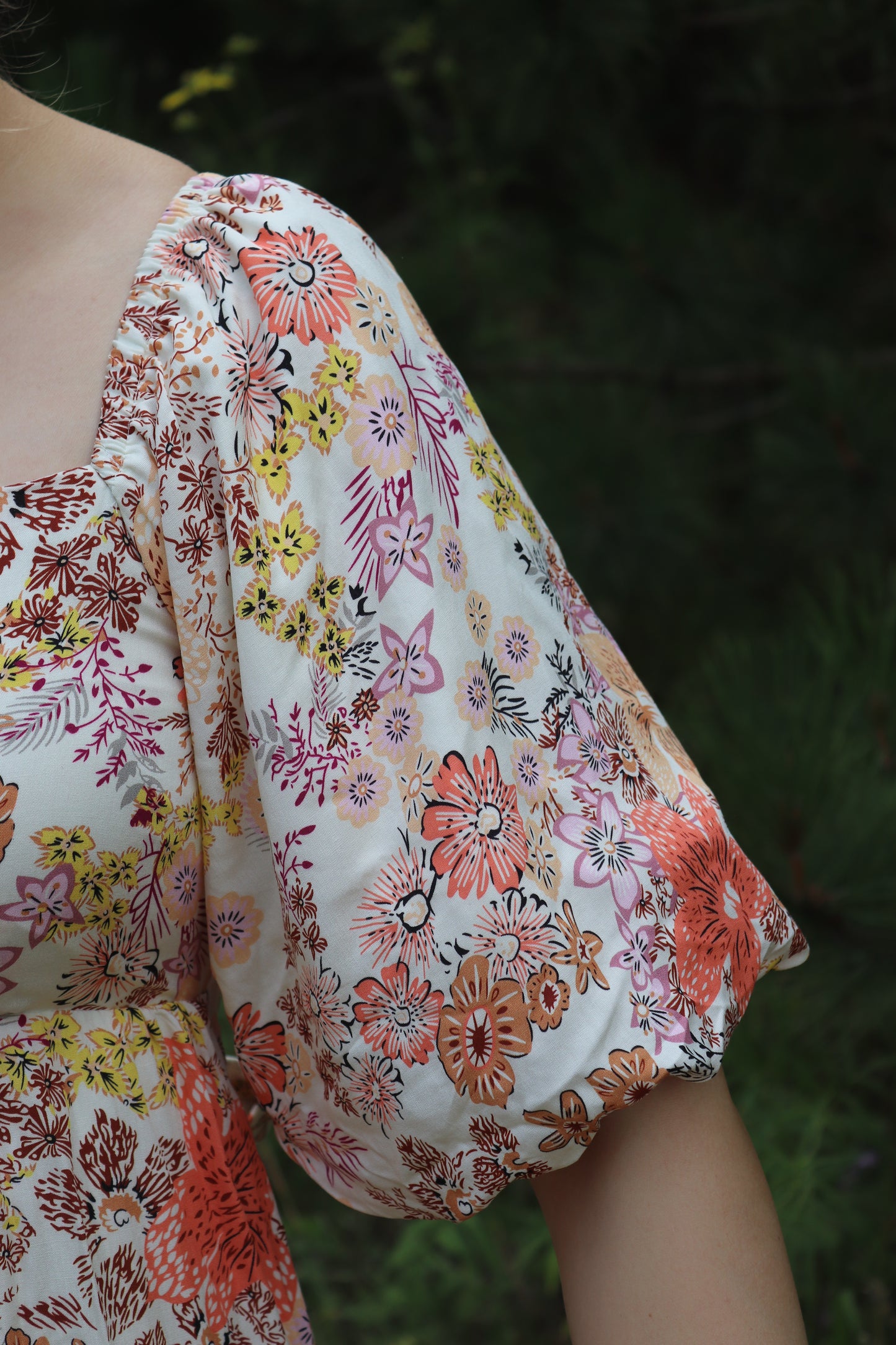 Floral Square Neck Dress