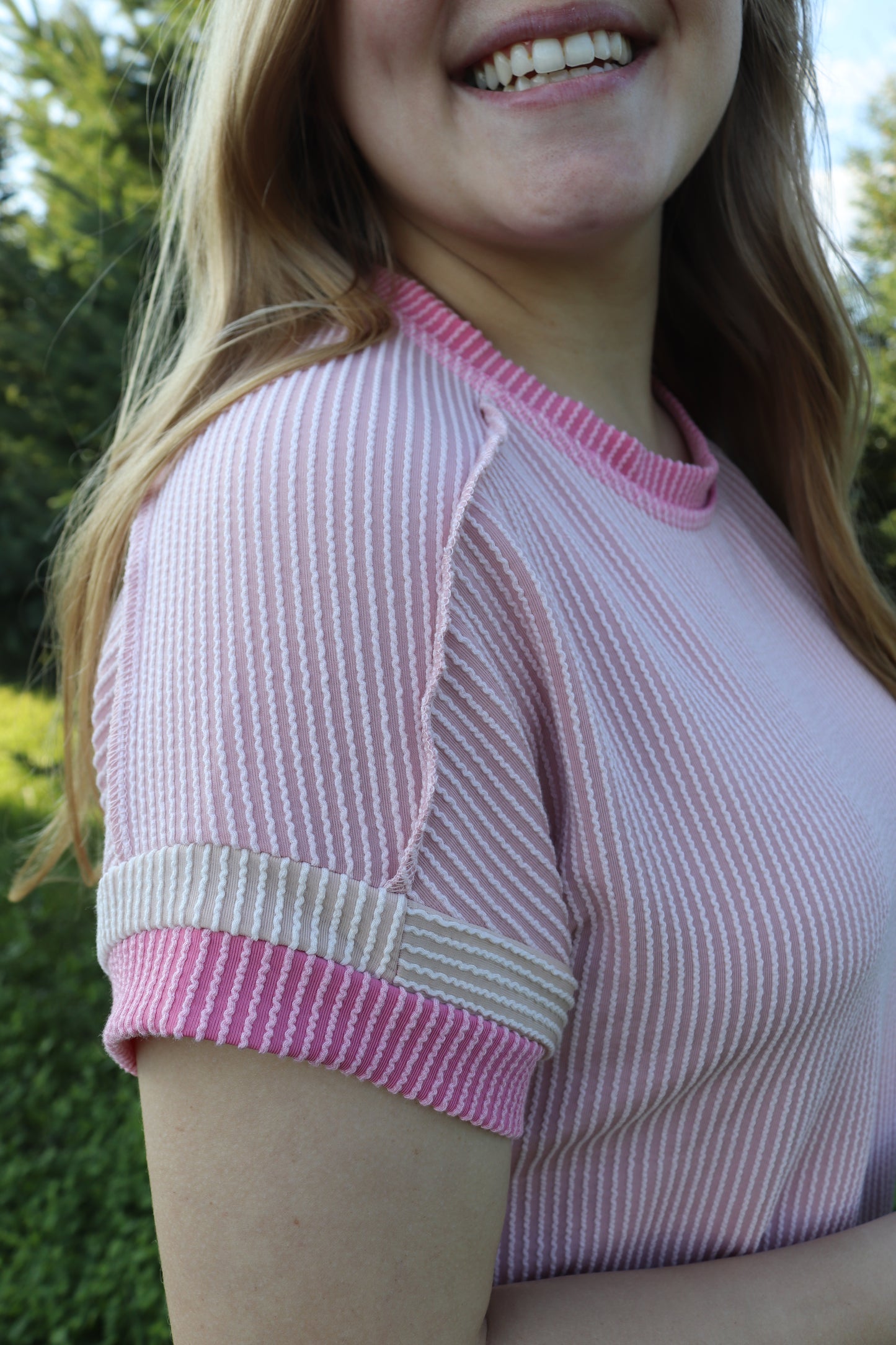 Pink Ribbed Tee