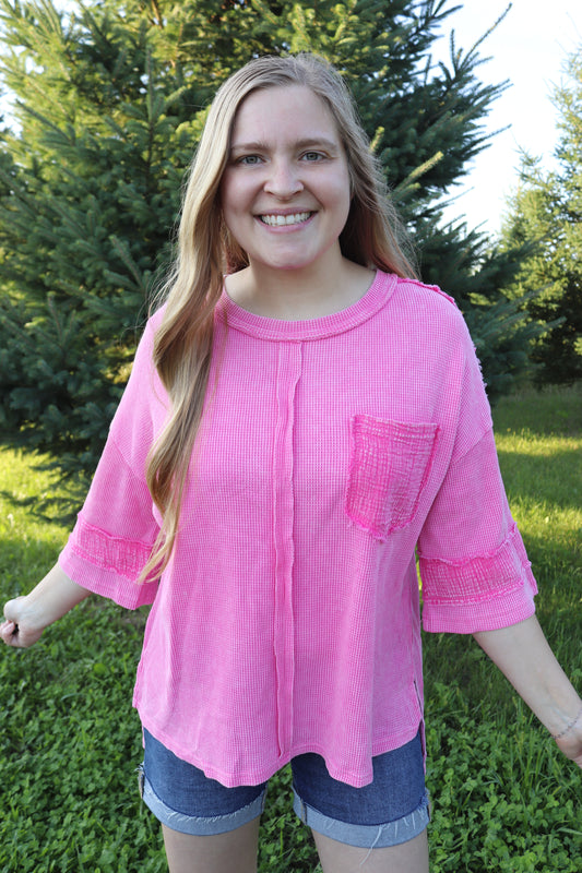 Oversized Pink Mineral Washed Top