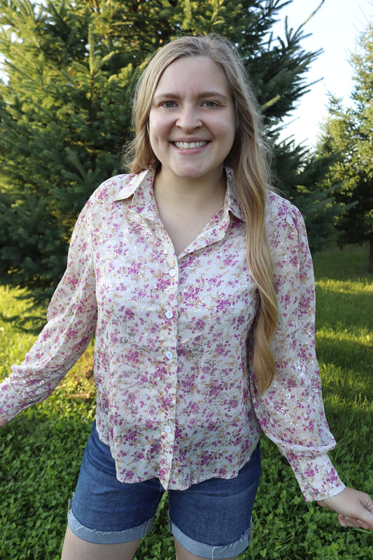 Long Sleeve Floral Button Up