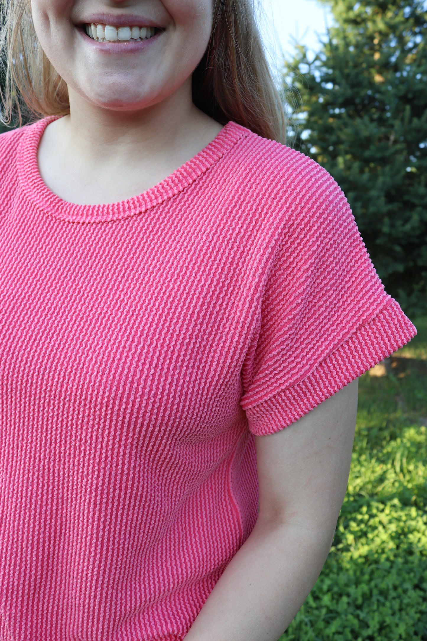 Coral Ribbed Dress