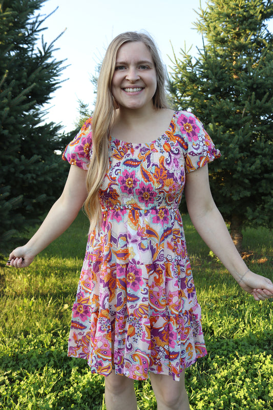 Floral Boho Smocked Dress