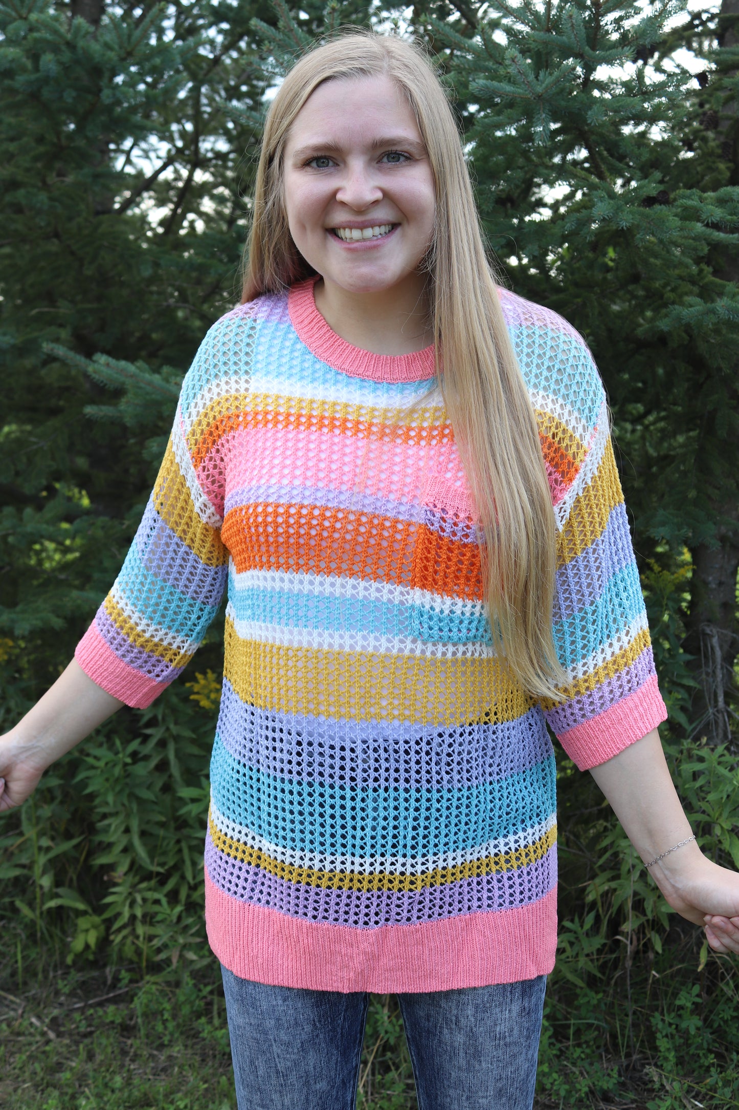 Bright Striped Crochet Top