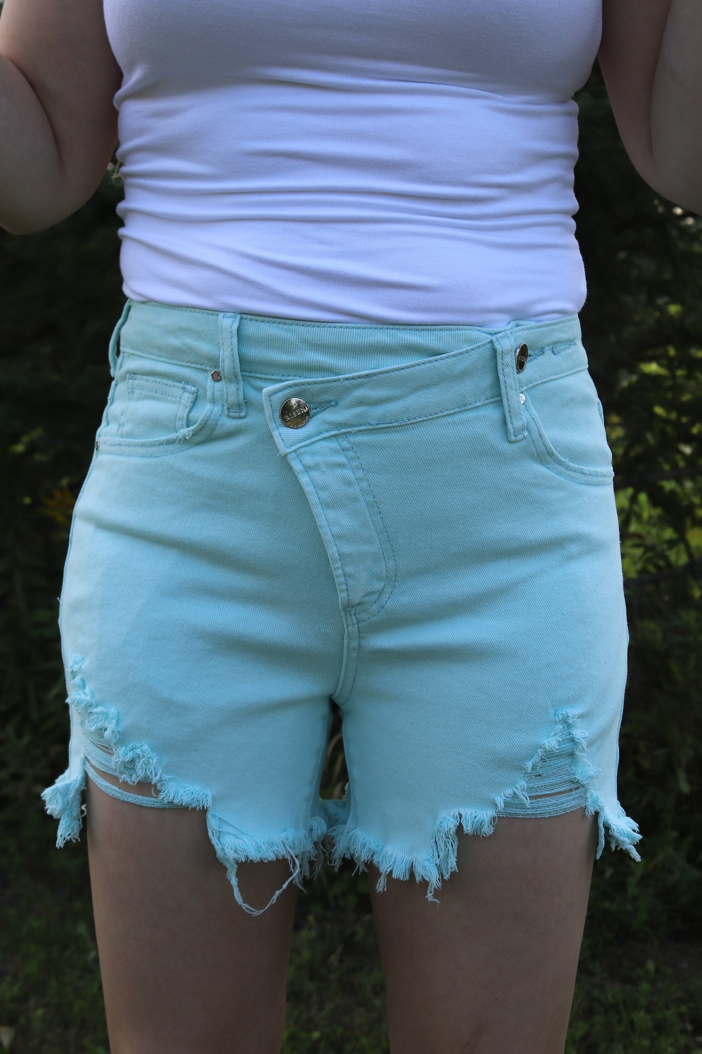 Risen: Mint High Rise Crossover Shorts