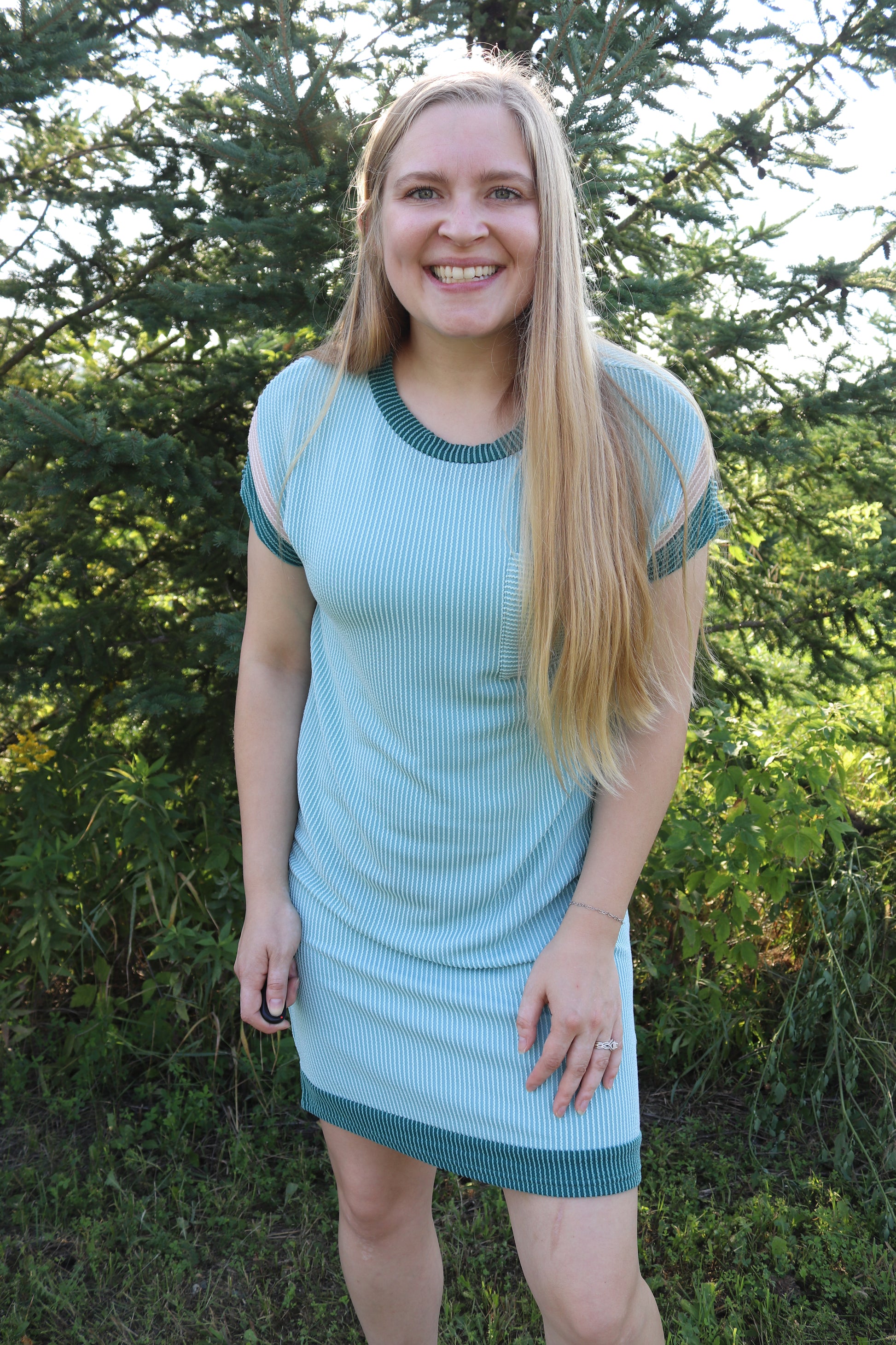 turquoise ribbed dress Sleeveless Collared Rib Knit Dress - Tanager Turquoise