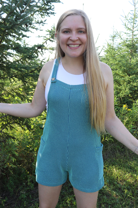 Teal Ribbed Romper