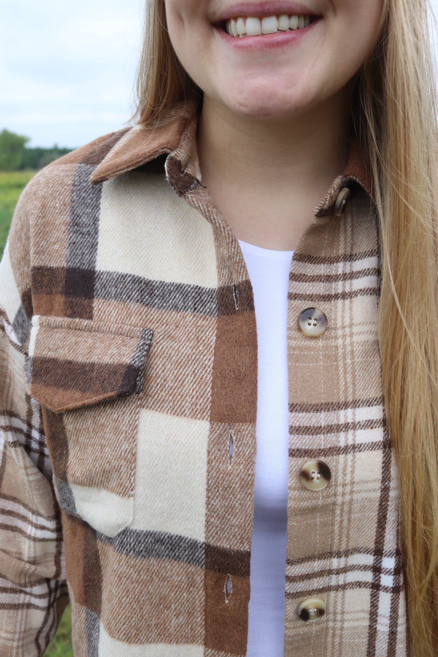 Brown Plaid Patchwork Plaid Shacket