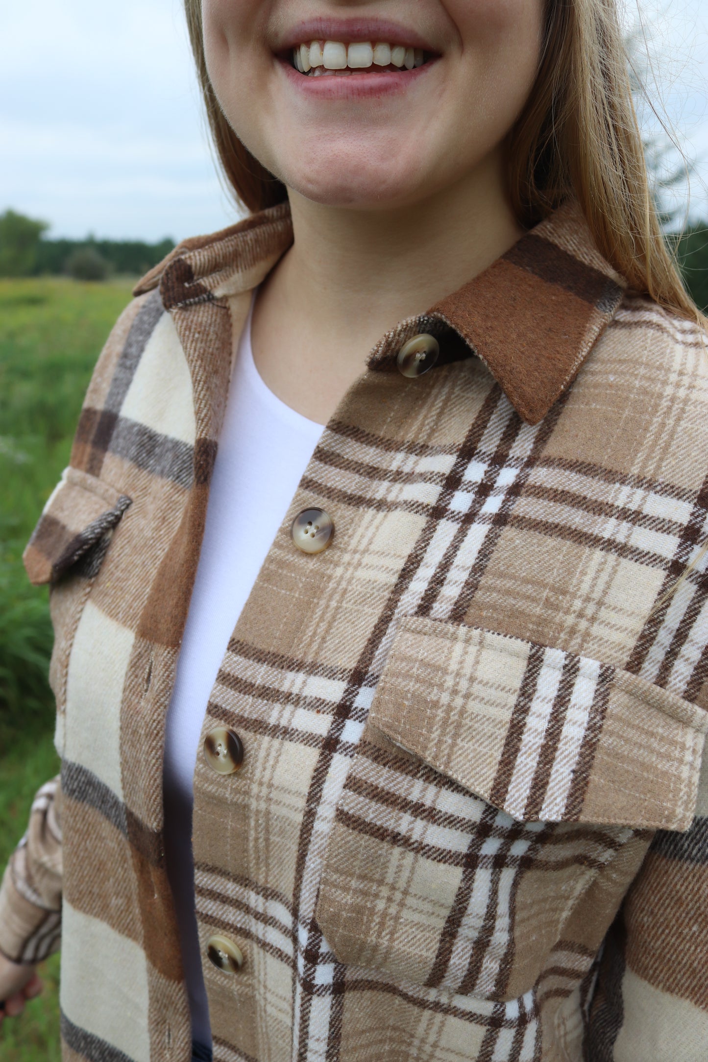 Brown Plaid Patchwork Plaid Shacket