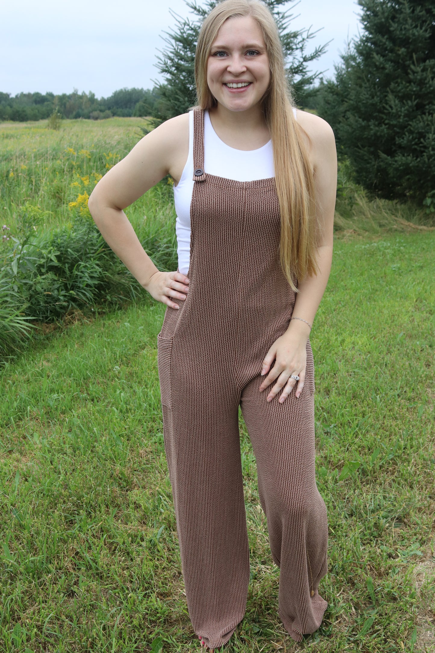 Chestnut Ribbed Jumpsuit