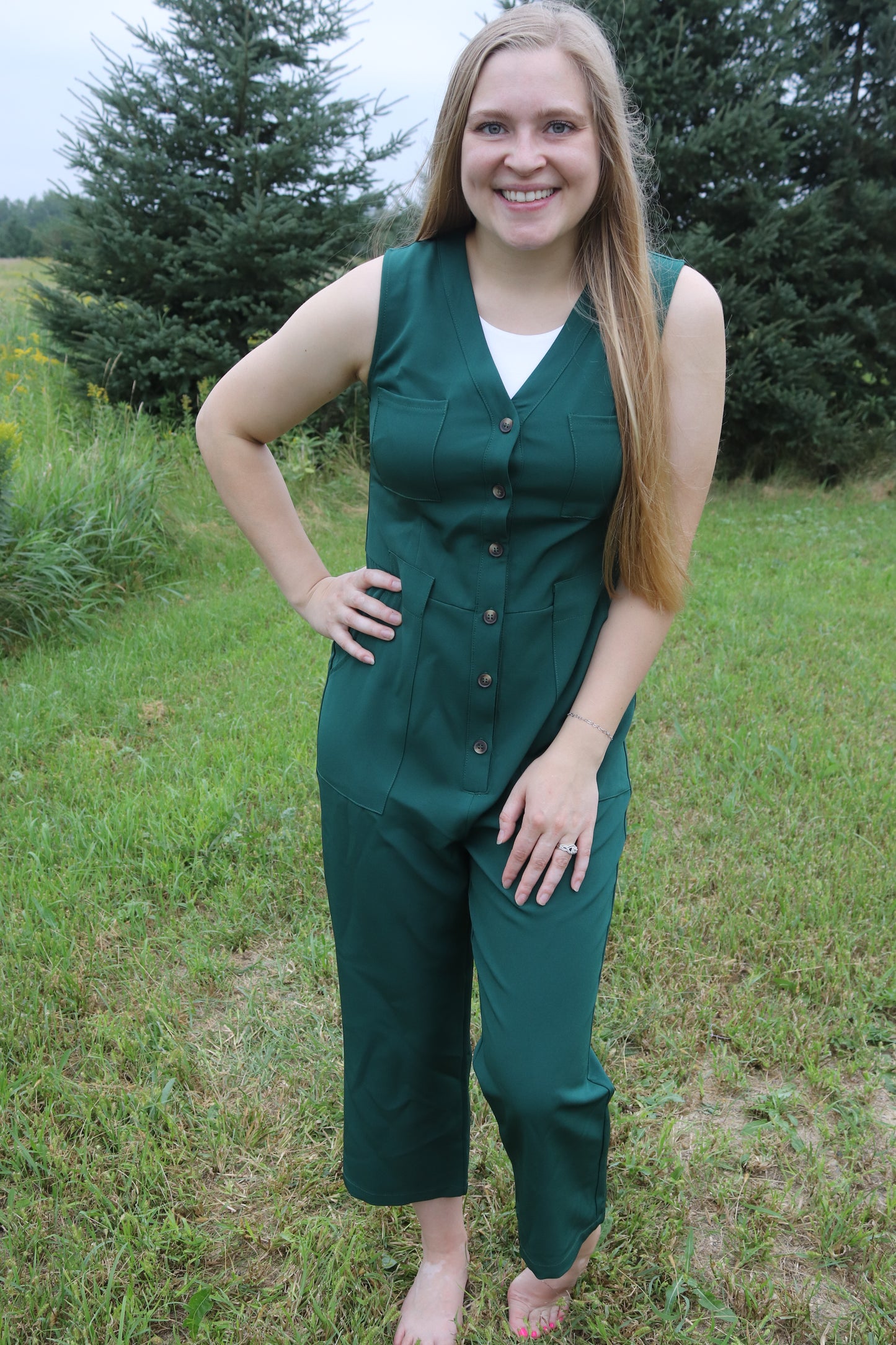 Forest Green Capri Jumpsuit