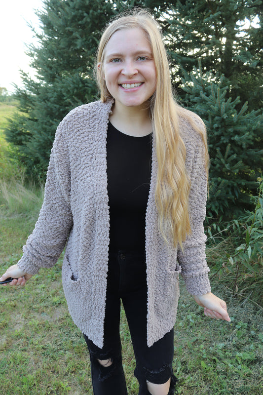 Ash Mocha Popcorn Cardigan