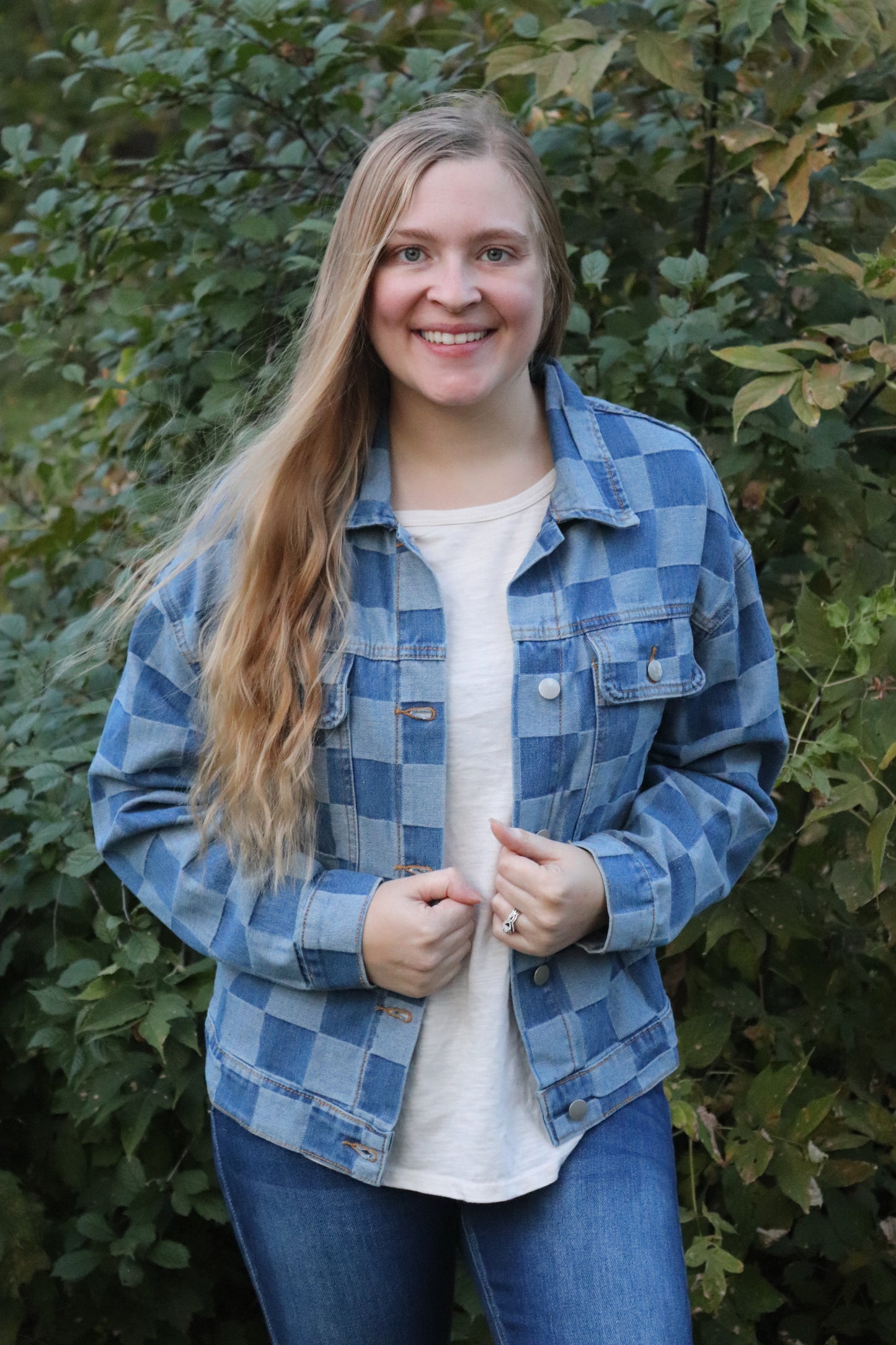 Checkered Denim Jacket