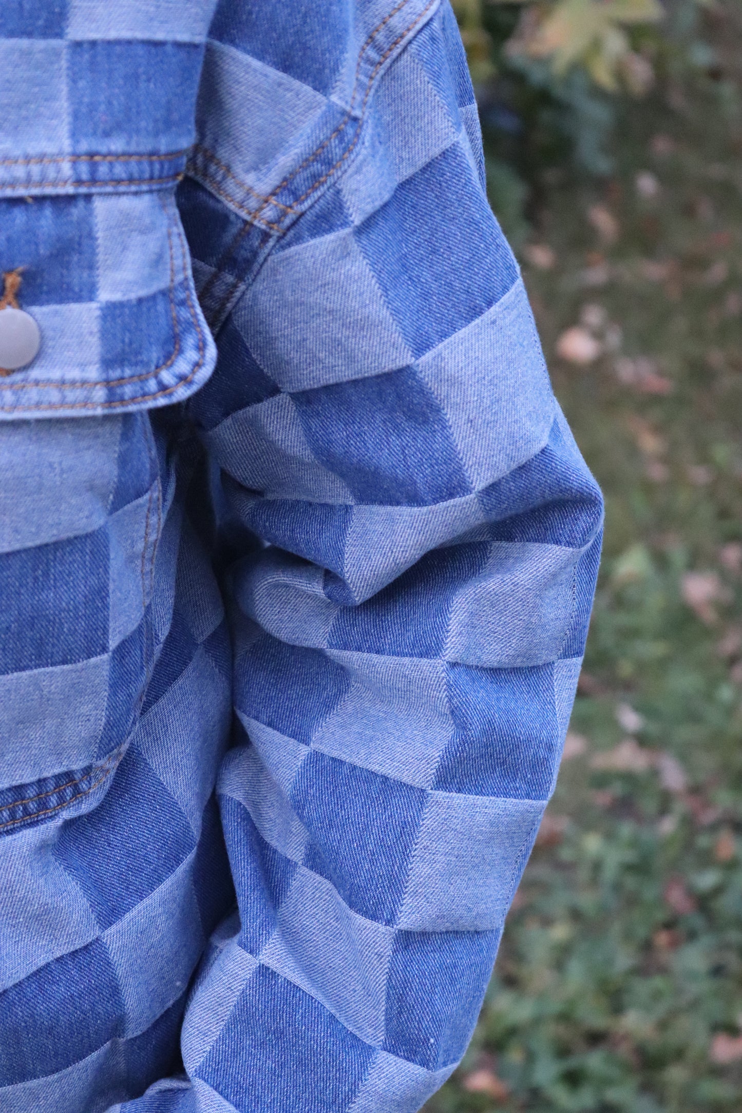 Checkered Denim Jacket