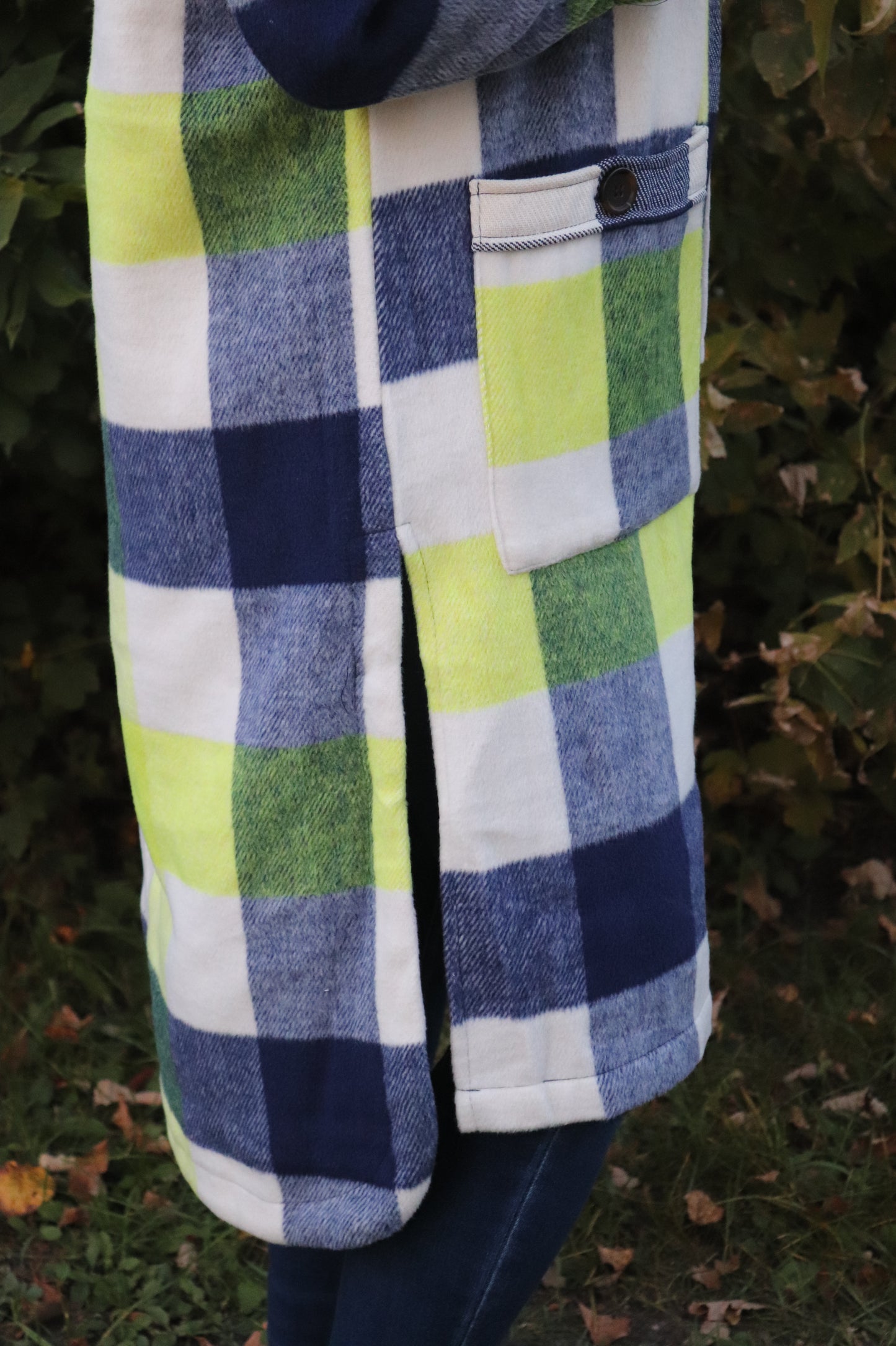 Lime/Blue Long Plaid Shacket