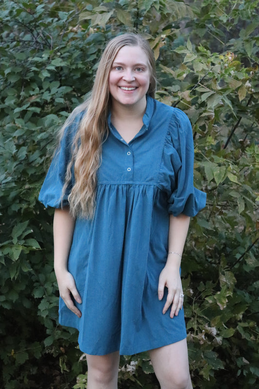 Teal Corduroy Dress