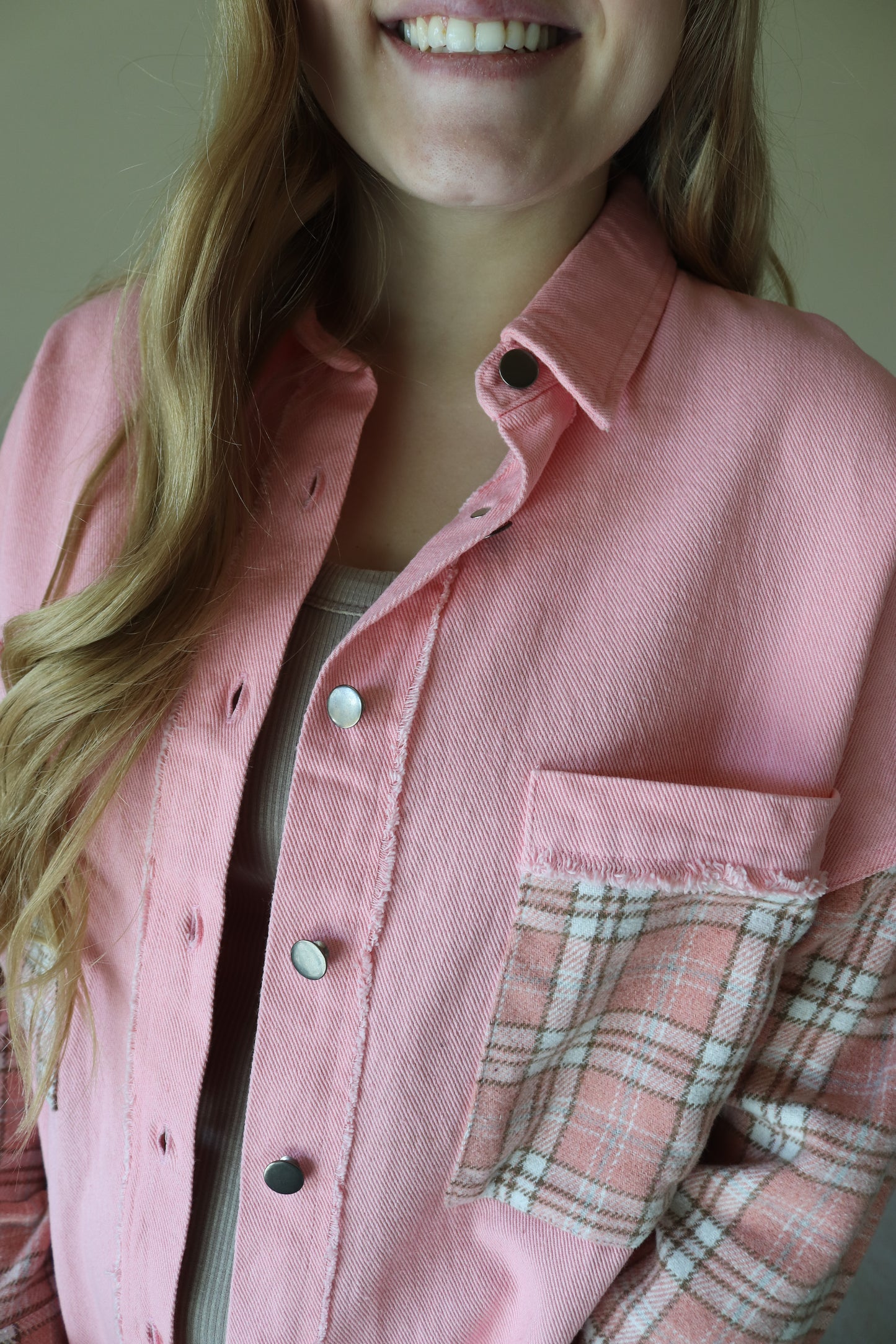 Pink Denim Patchwork Shacket