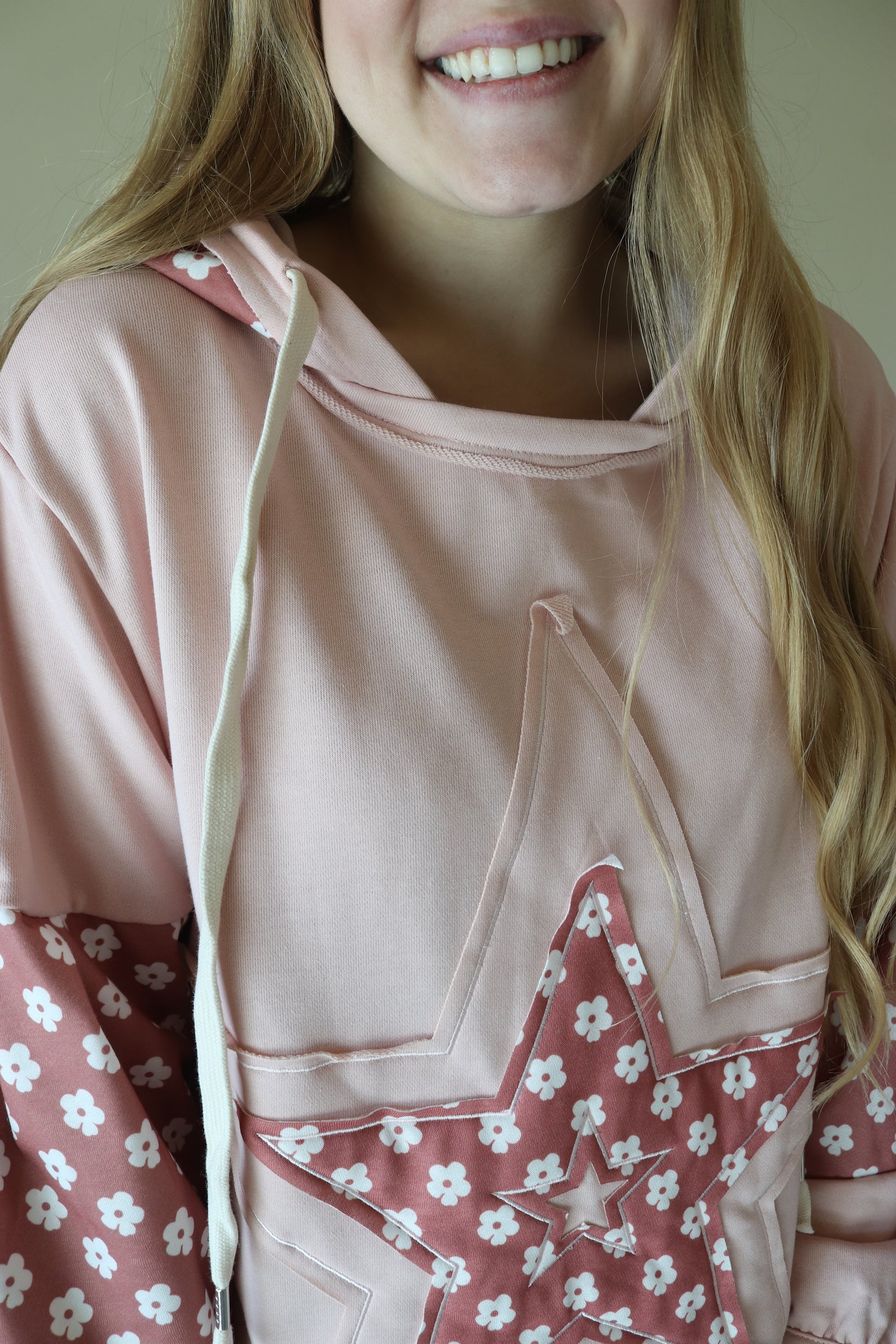 Dusty Pink Floral Patchwork Hoodie