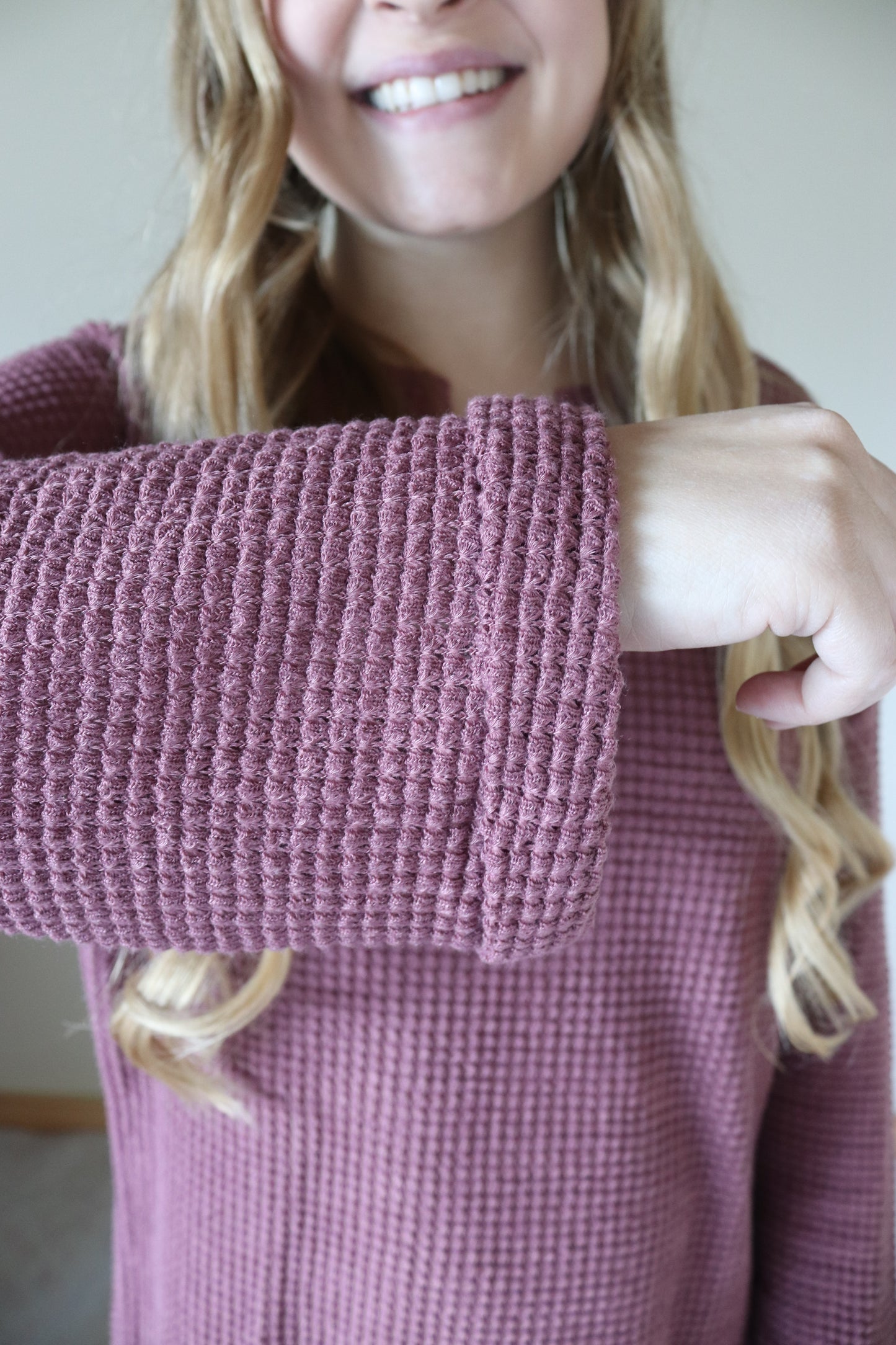 Plum Waffle Knit Top