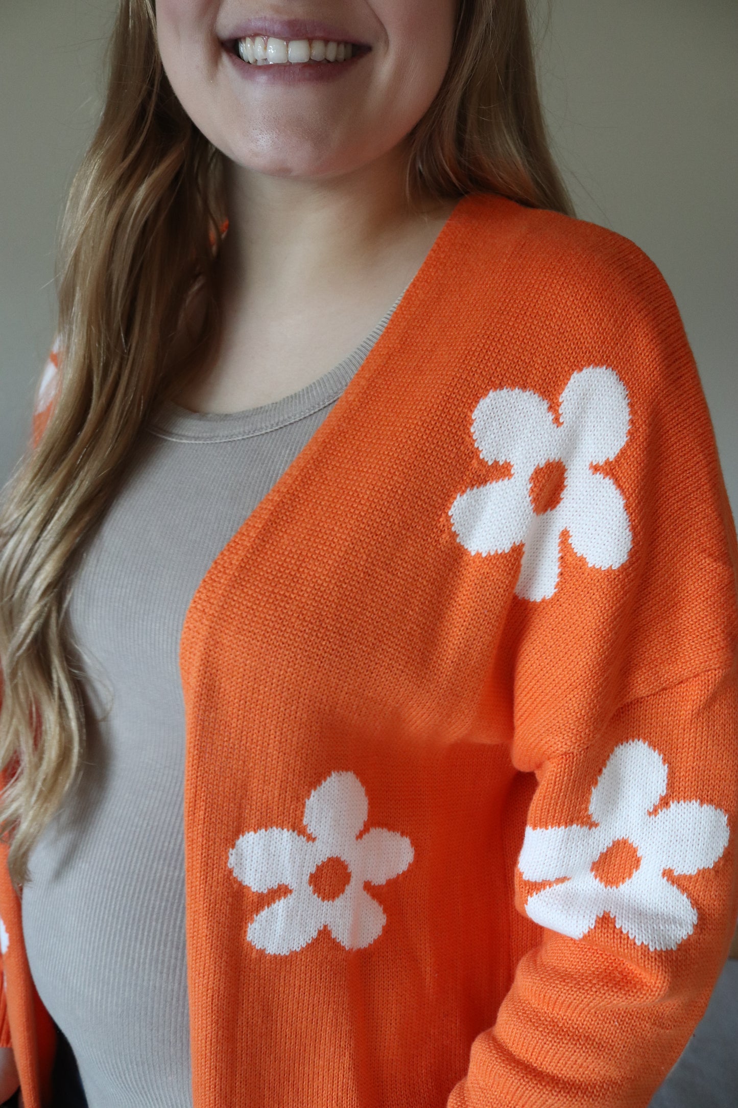 Orange Floral Cardigan