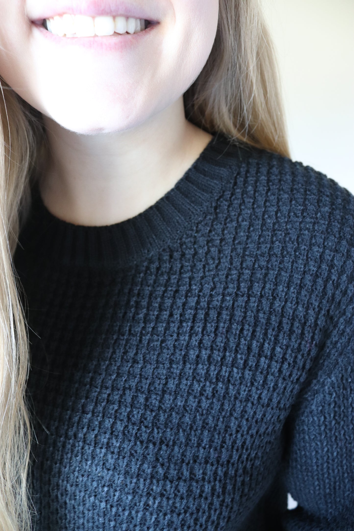 Black Waffle Knit Sweater