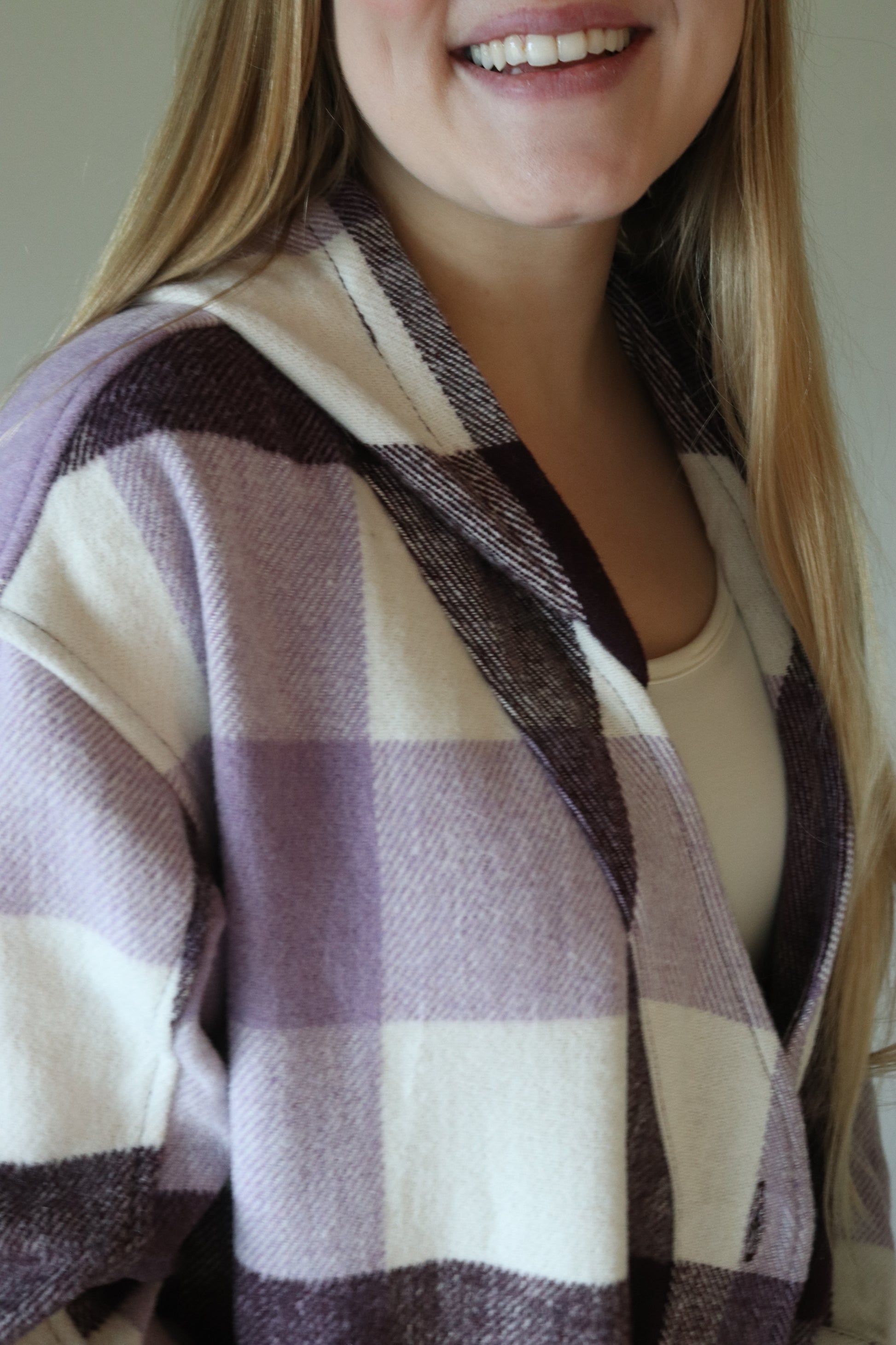 Shades of Purple Long Plaid Shacket – Rustic Coneflower Boutique