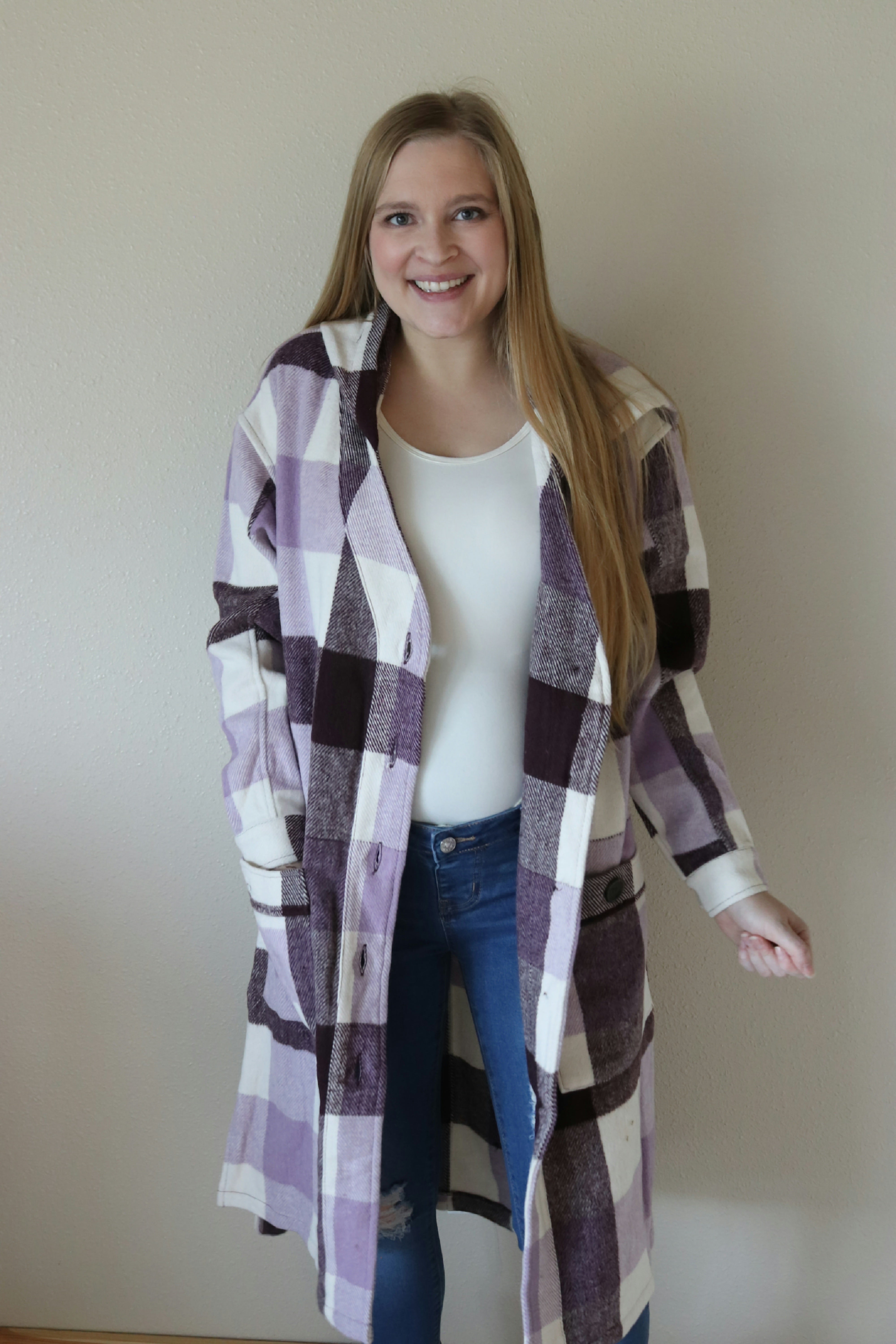 Shades of Purple Long Plaid Shacket – Rustic Coneflower Boutique