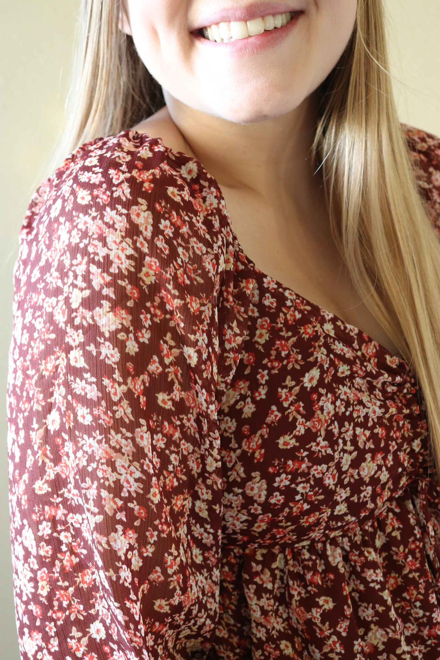 Burgundy Fall Floral Dress