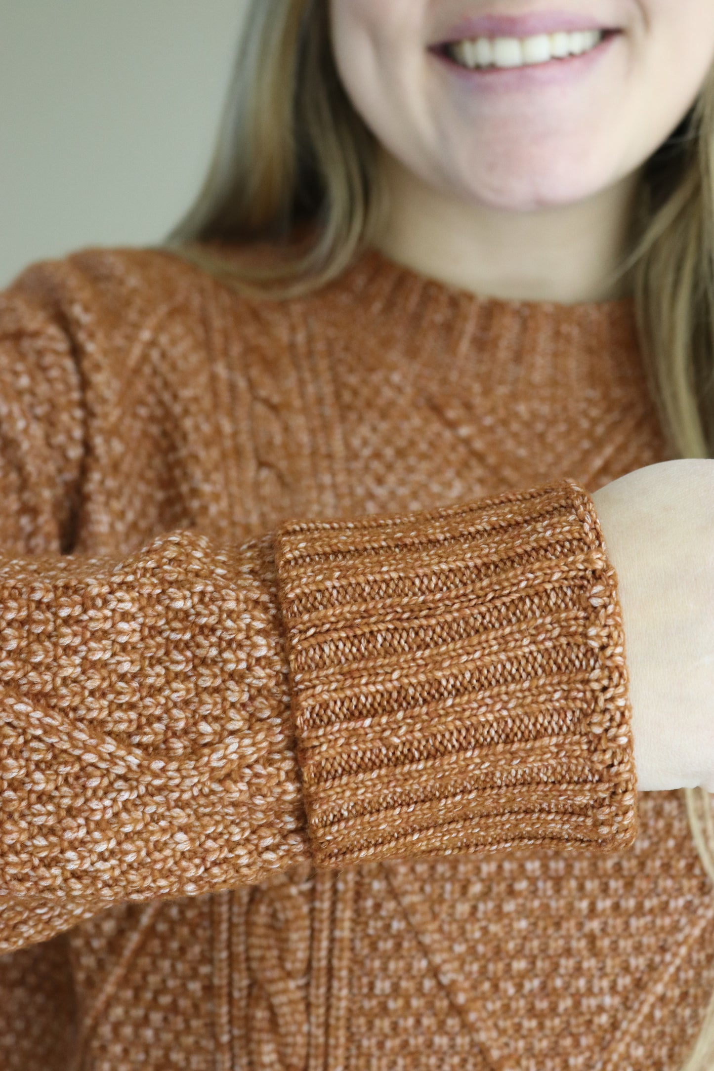 Rust Cable Knit Sweater Dress