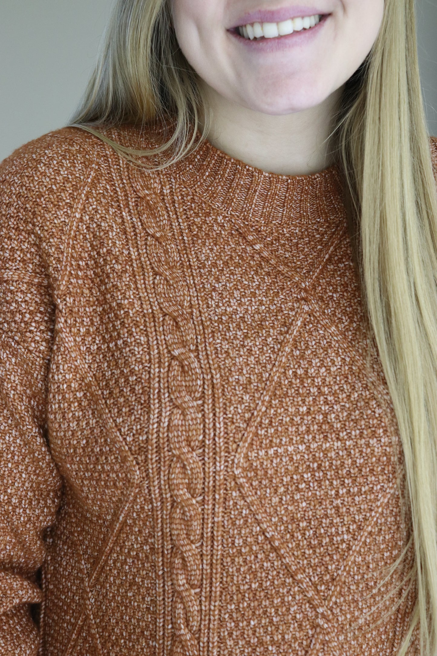 Rust Cable Knit Sweater Dress