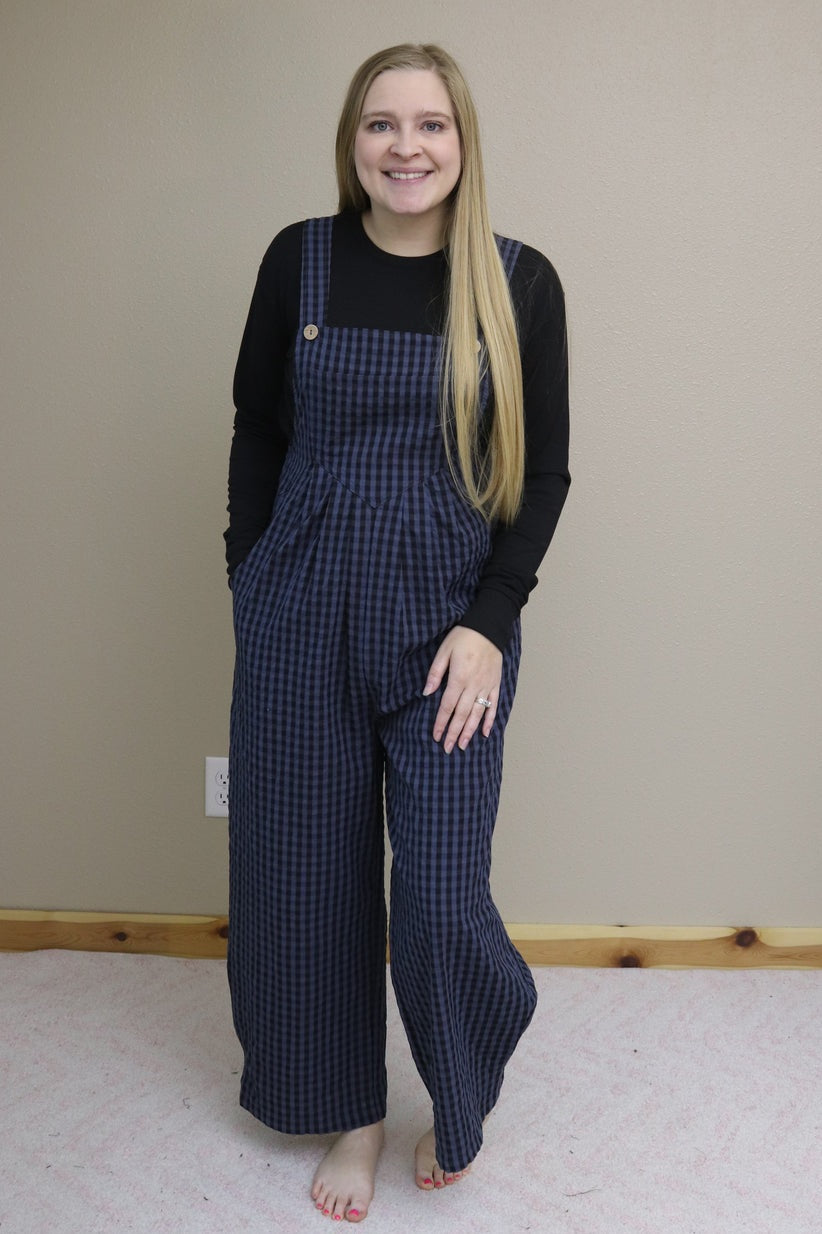 Blue Plaid Jumpsuit