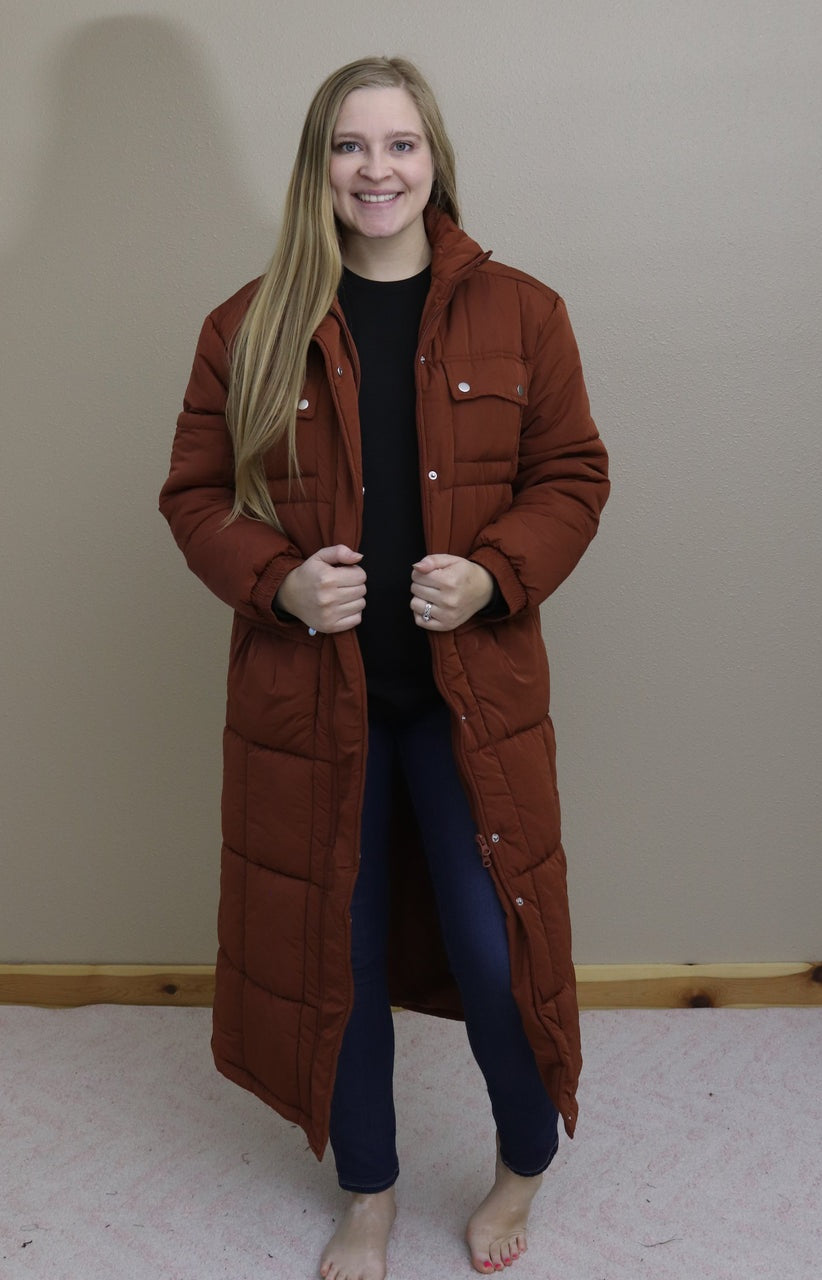 Brown Quilted Puffer Jacket