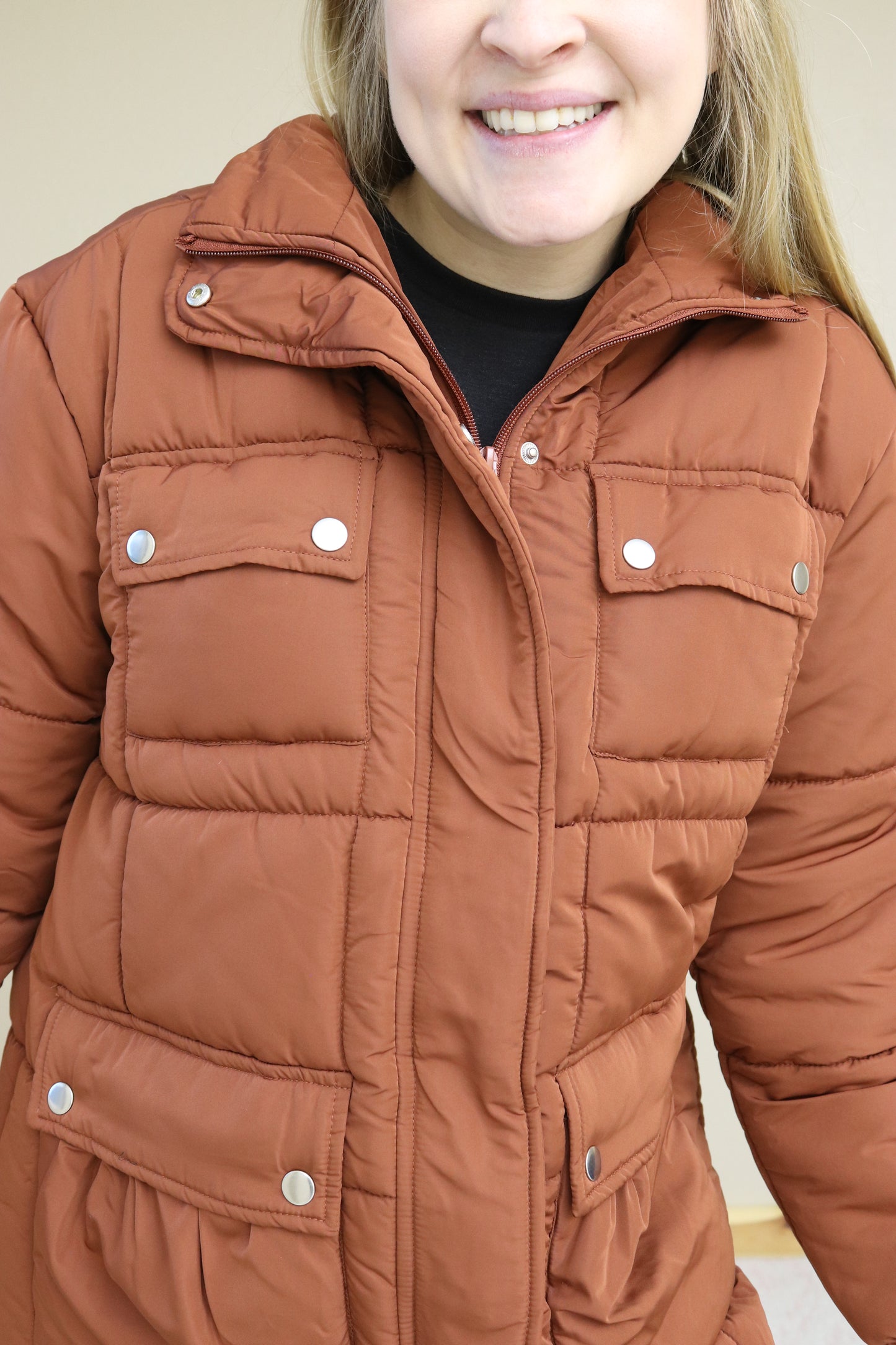 Brown Quilted Puffer Jacket