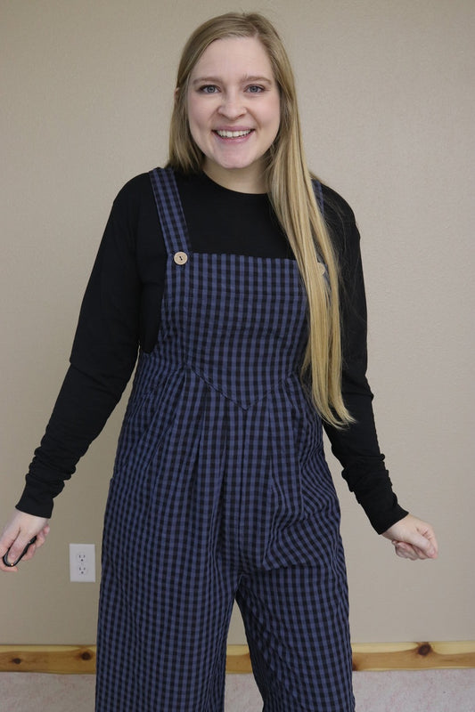 Blue Plaid Jumpsuit