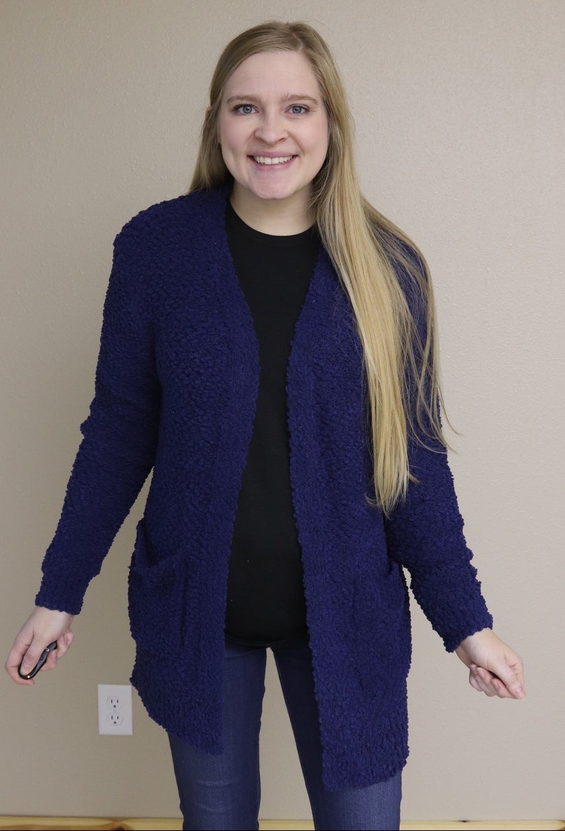 Navy Popcorn Cardigan