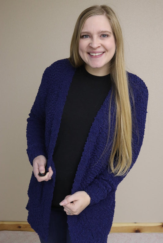 Navy Popcorn Cardigan