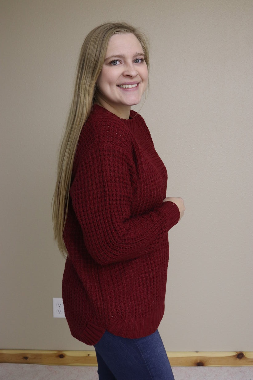 Cabernet Waffle Knit Sweater