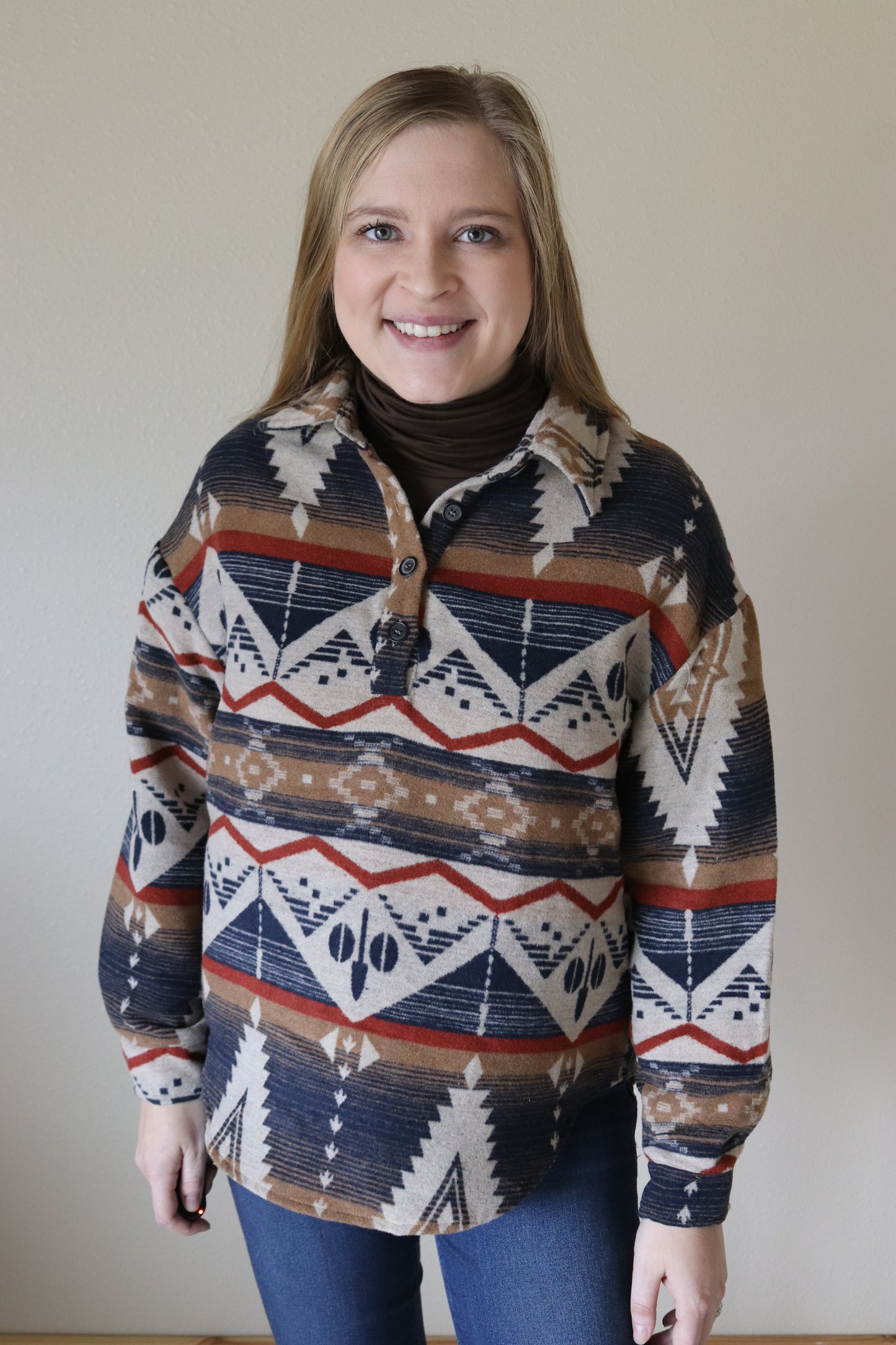 Brown/Navy Aztec Pullover