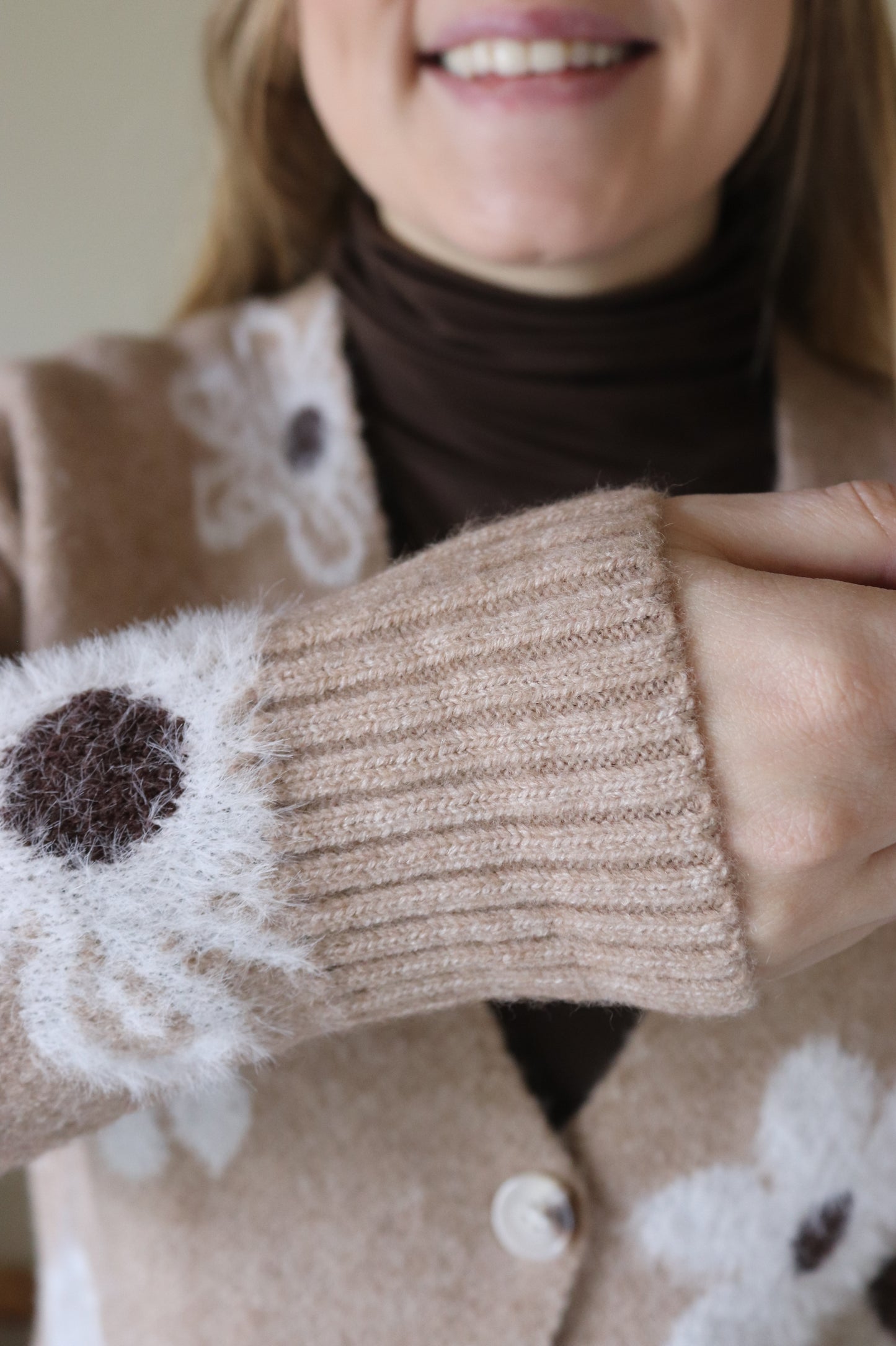 Tan Floral Cardigan