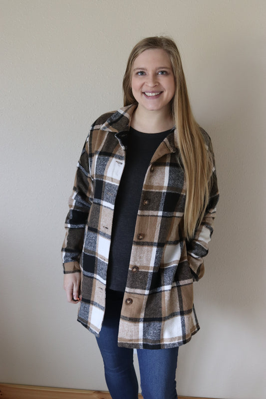 Black/Tan Plaid Shacket