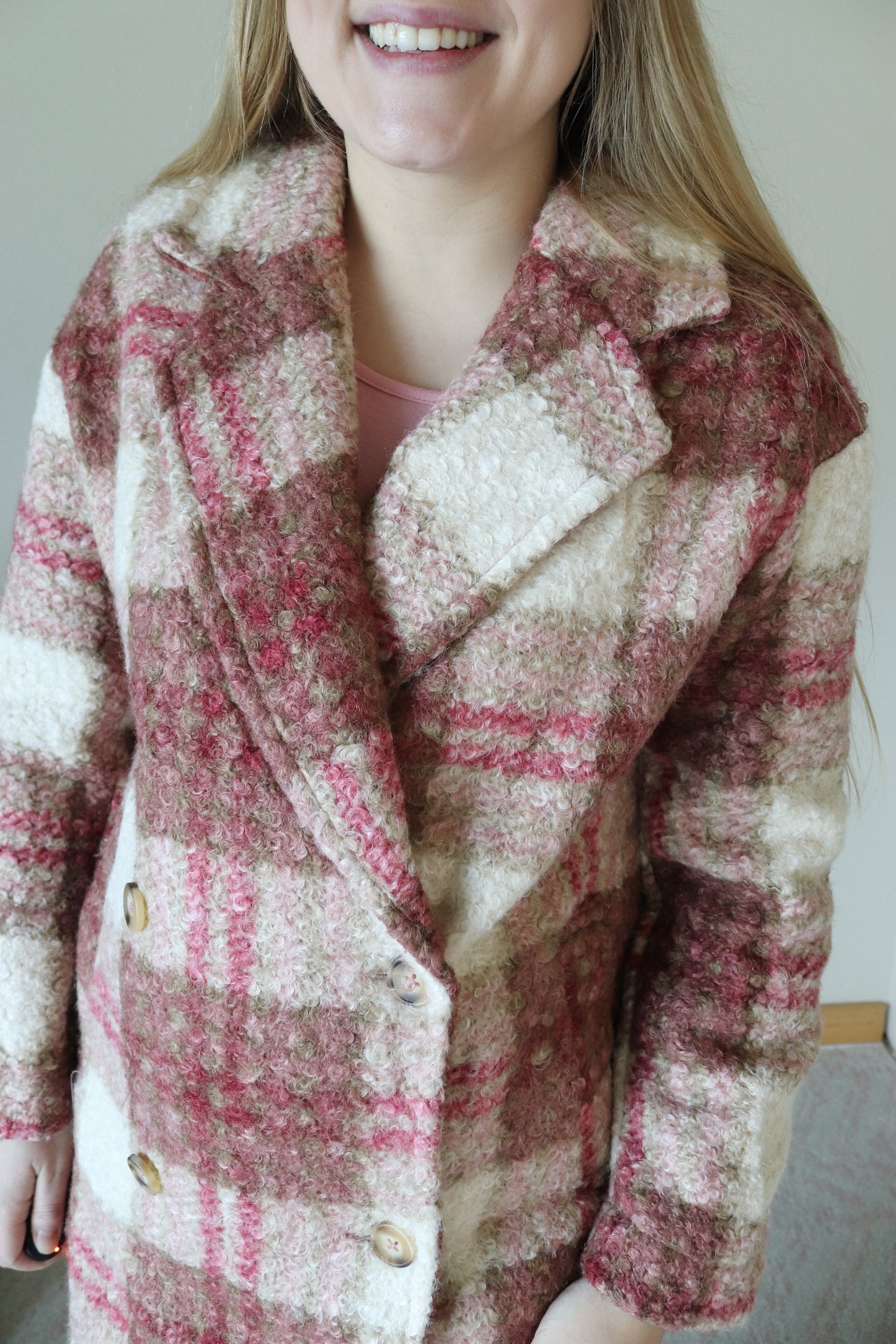 Blush Long Plaid Jacket