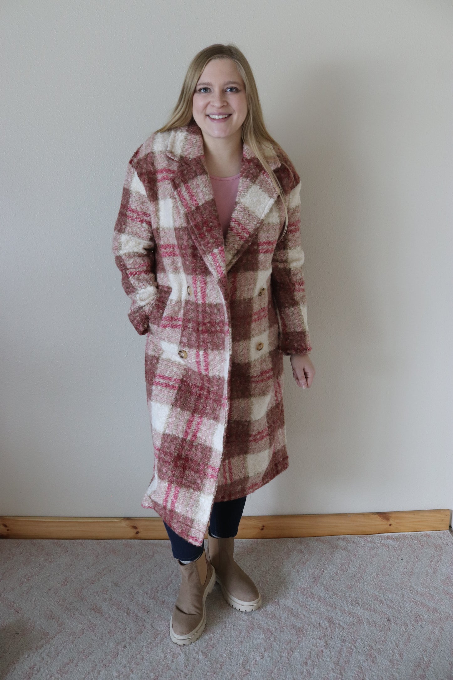 Blush Long Plaid Jacket